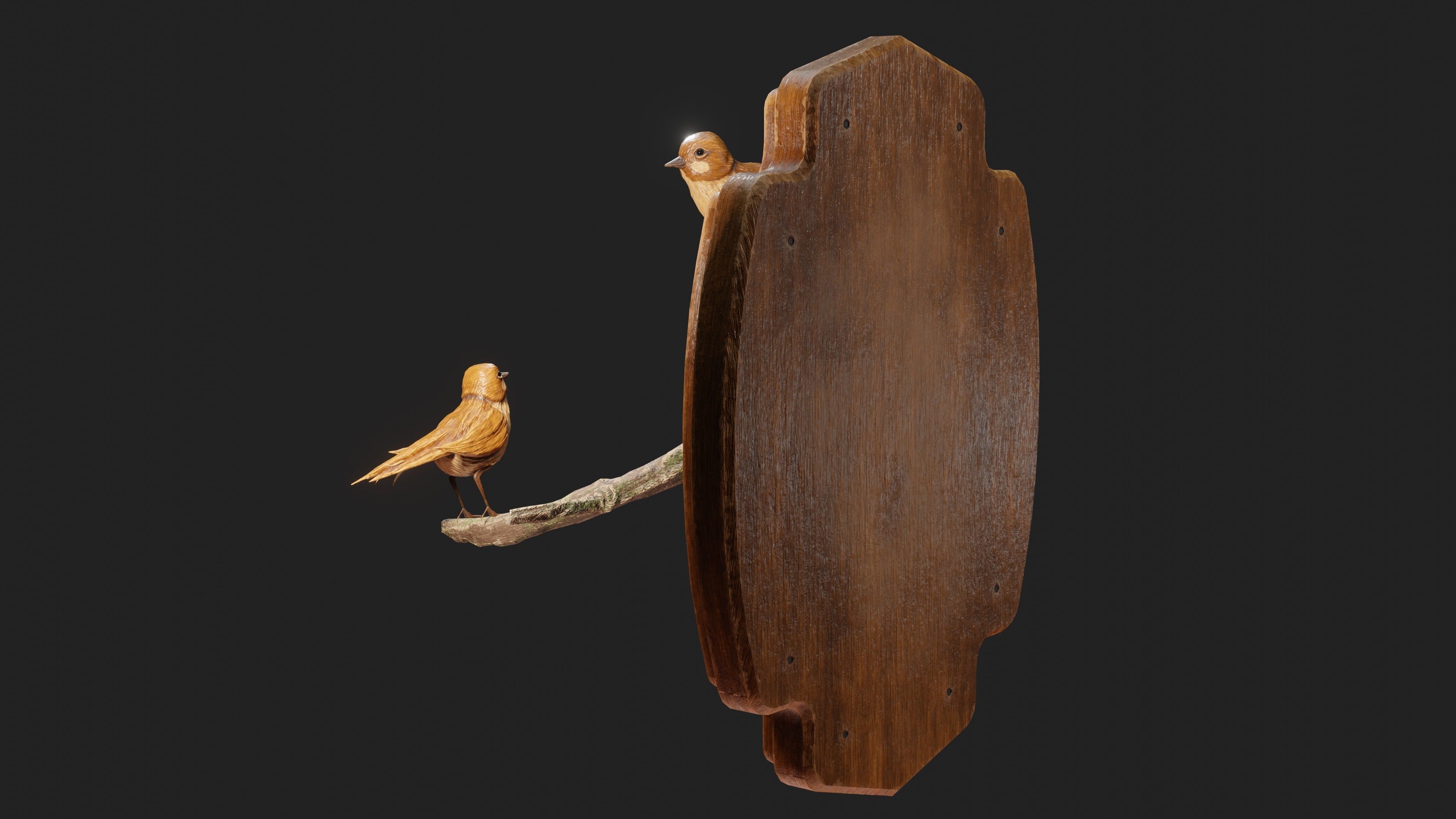 Stuffed Bird Wall Decoration  Low-poly 3D model_27