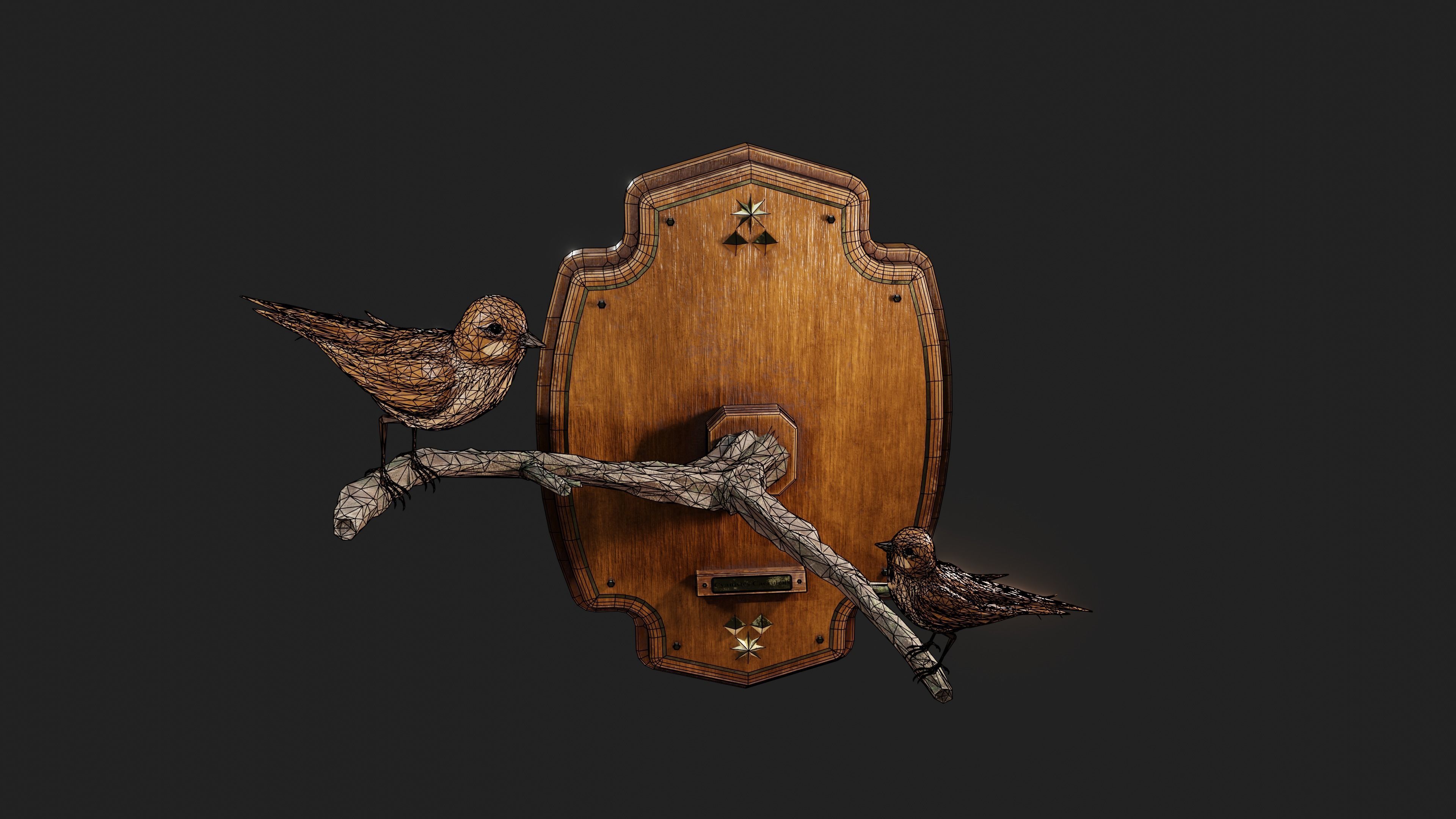 Stuffed Bird Wall Decoration  Low-poly 3D model_35