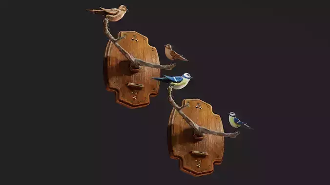 Stuffed Bird Wall Decoration  Low-poly 3D model