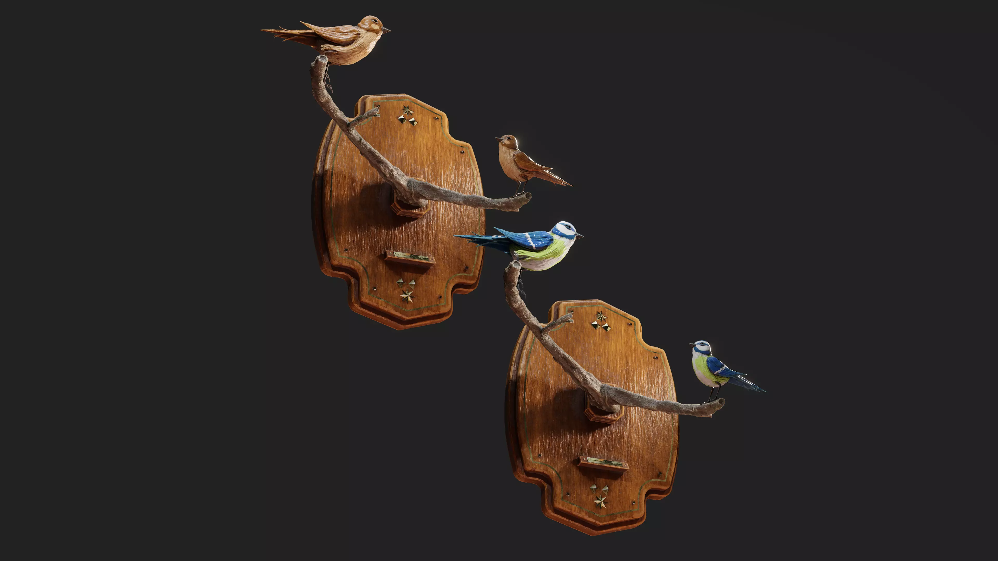Stuffed Bird Wall Decoration  Low-poly 3D model_0