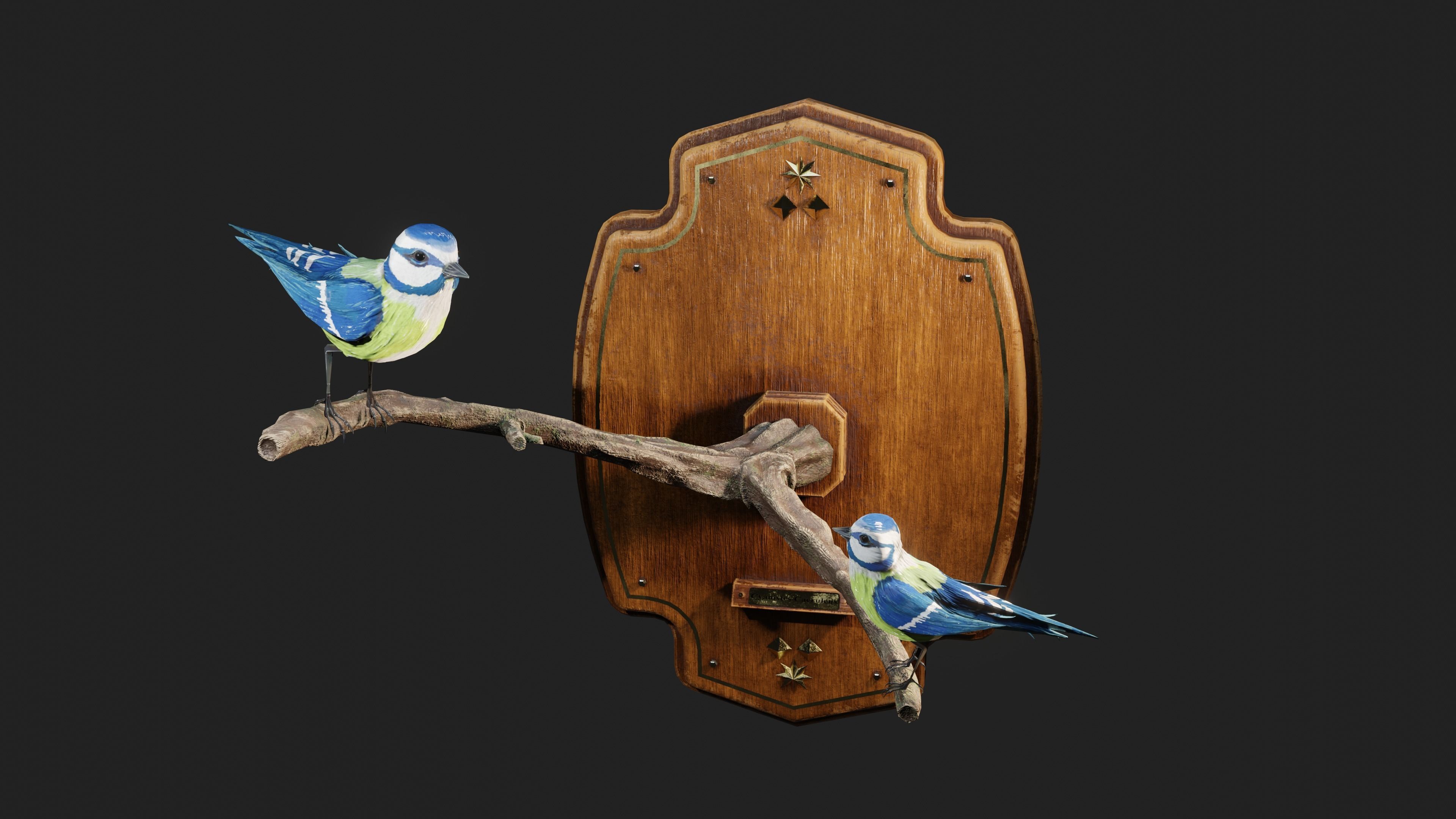 Stuffed Bird Wall Decoration  Low-poly 3D model_2