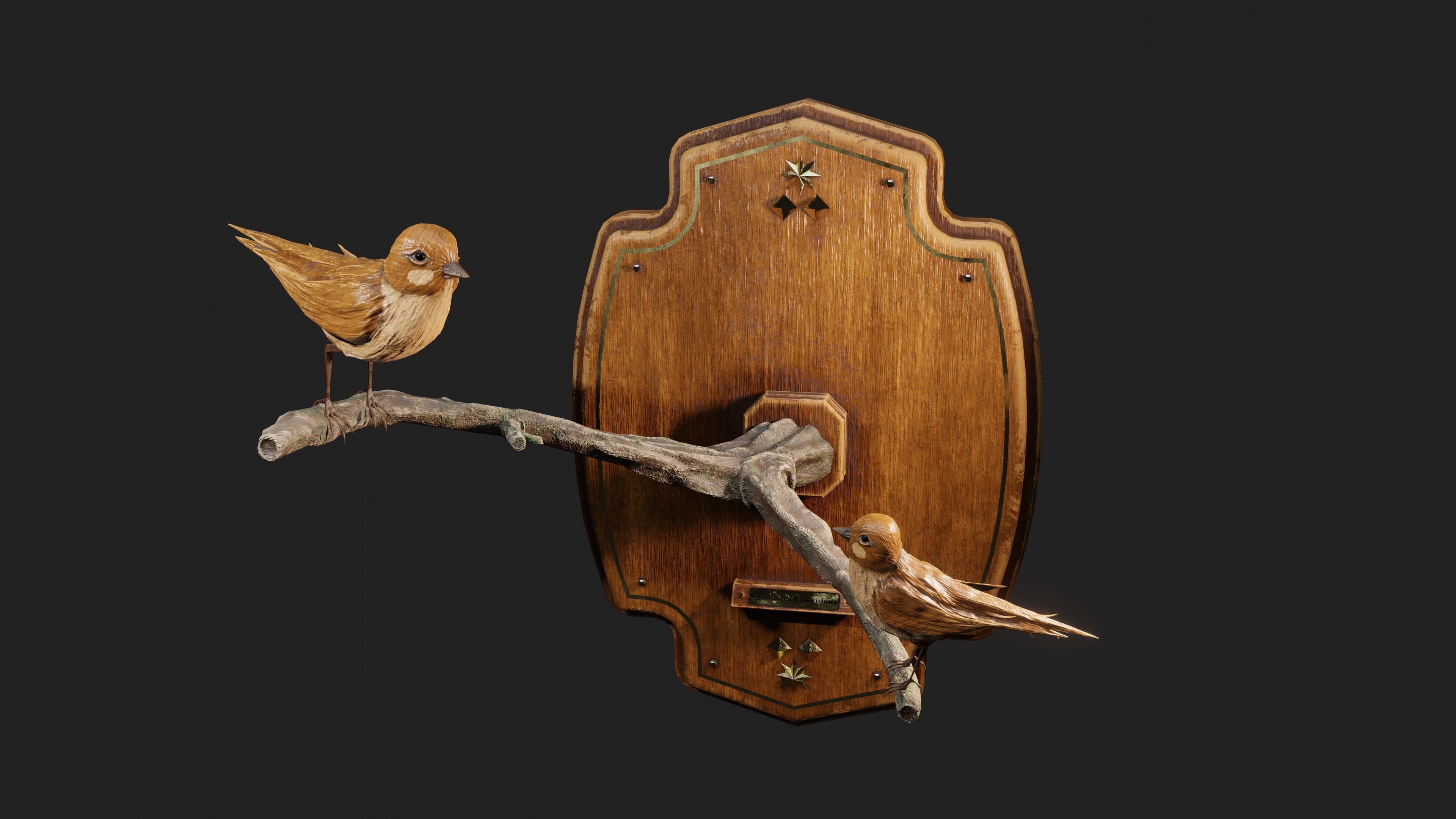 Stuffed Bird Wall Decoration  Low-poly 3D model_3