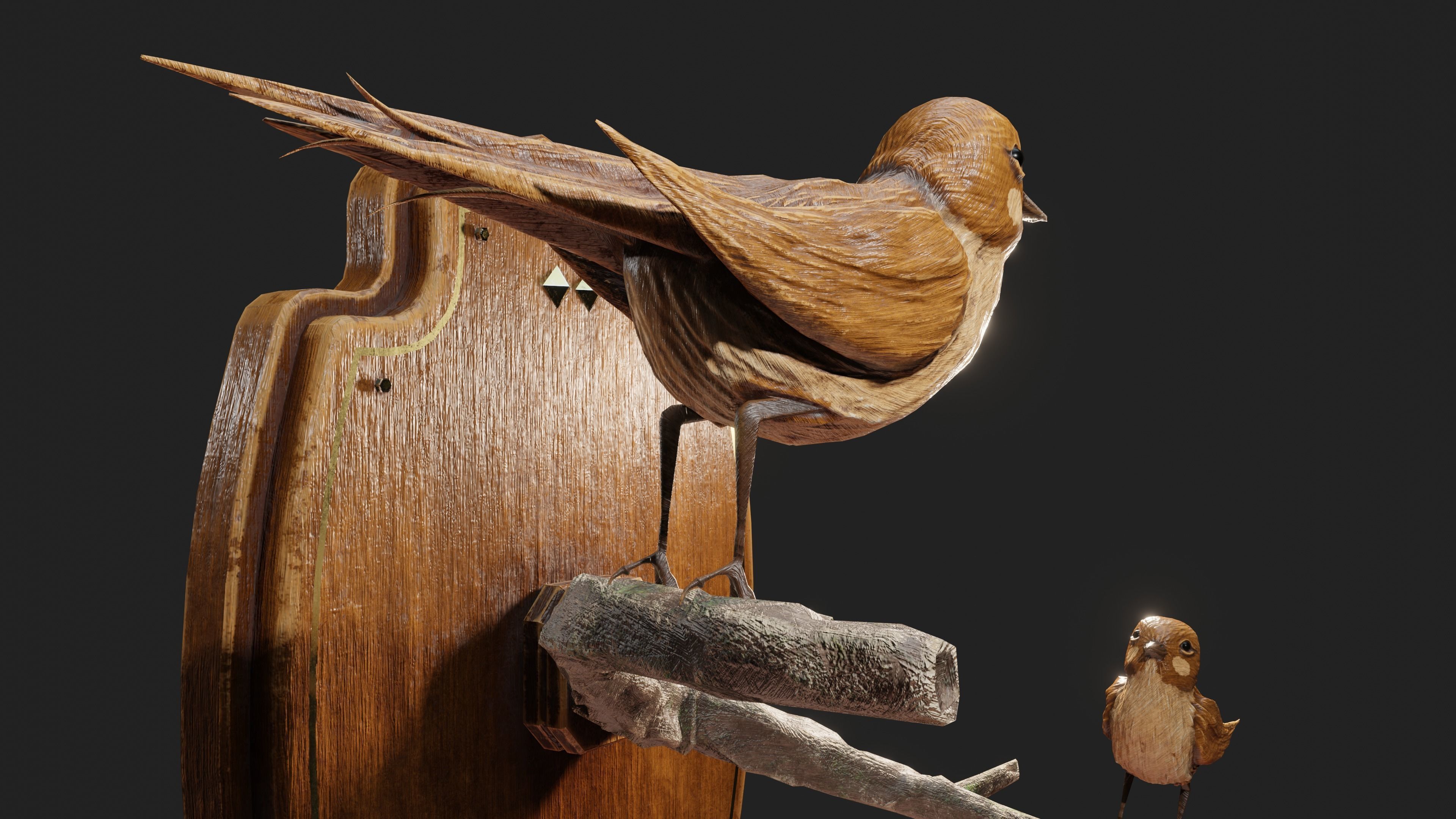 Stuffed Bird Wall Decoration  Low-poly 3D model_34