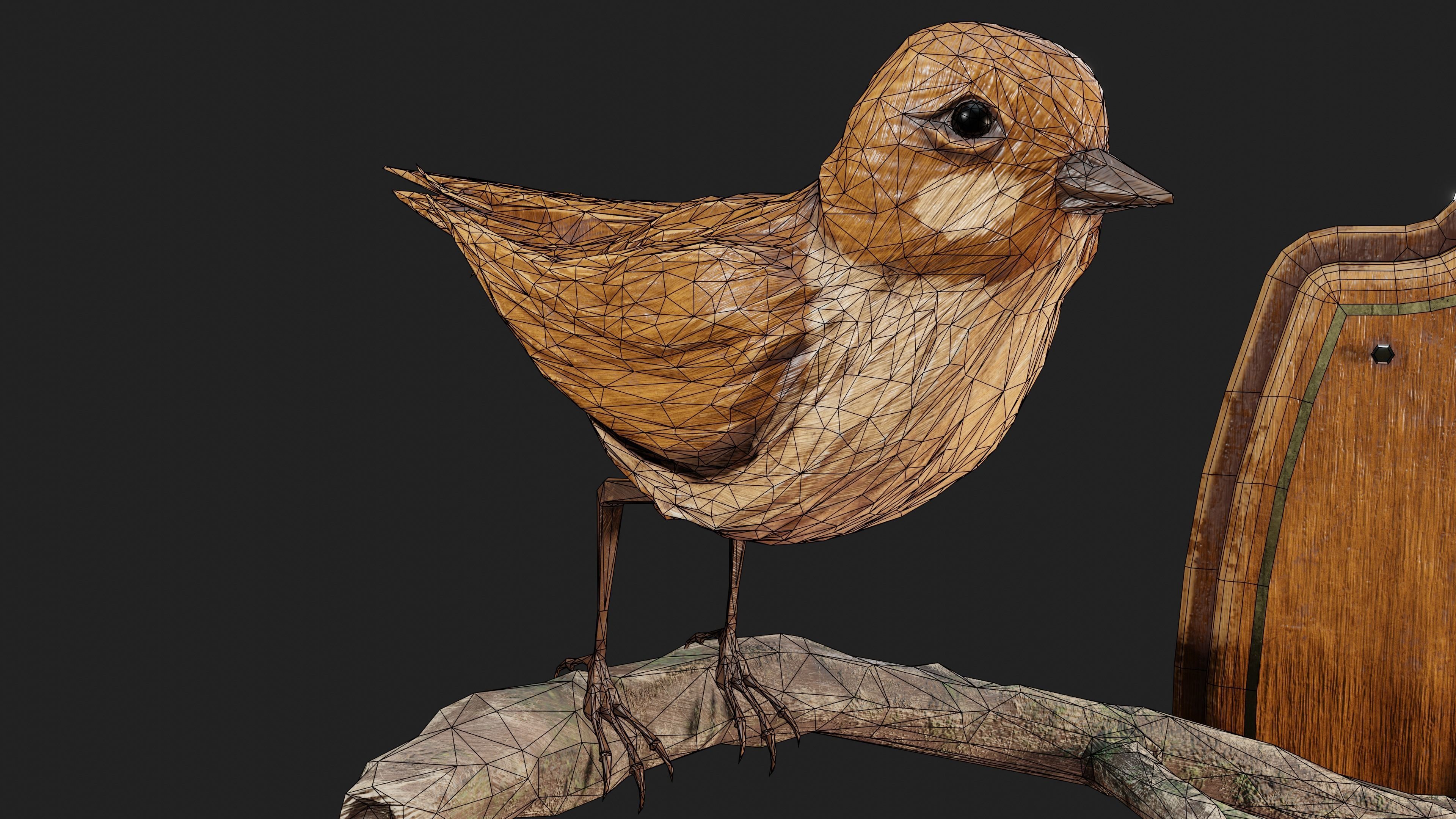 Stuffed Bird Wall Decoration  Low-poly 3D model_37