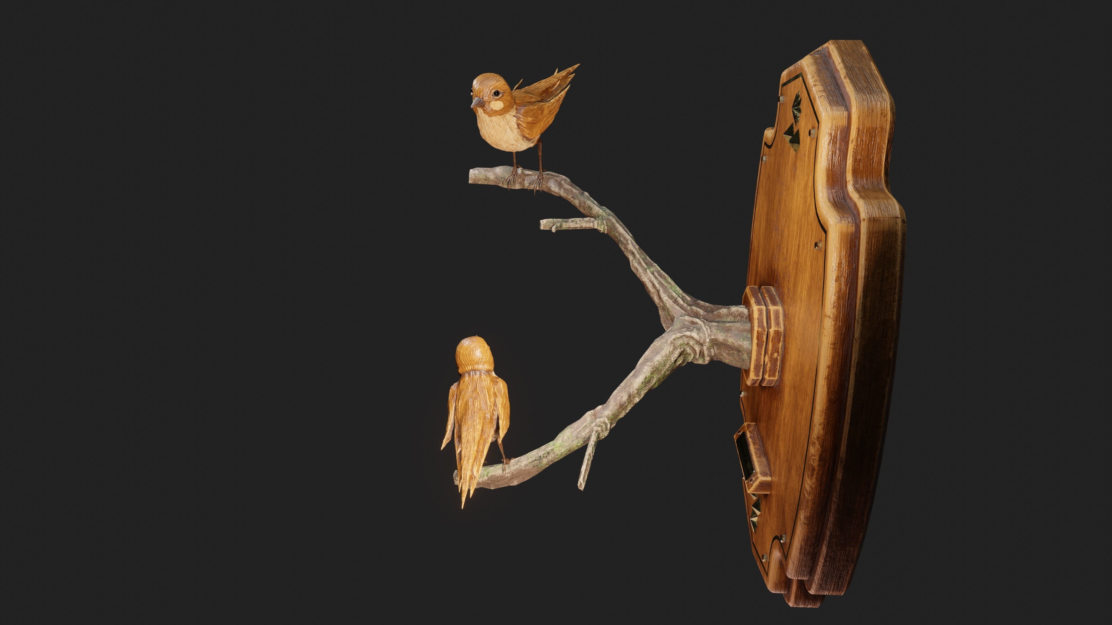 Stuffed Bird Wall Decoration  Low-poly 3D model_7