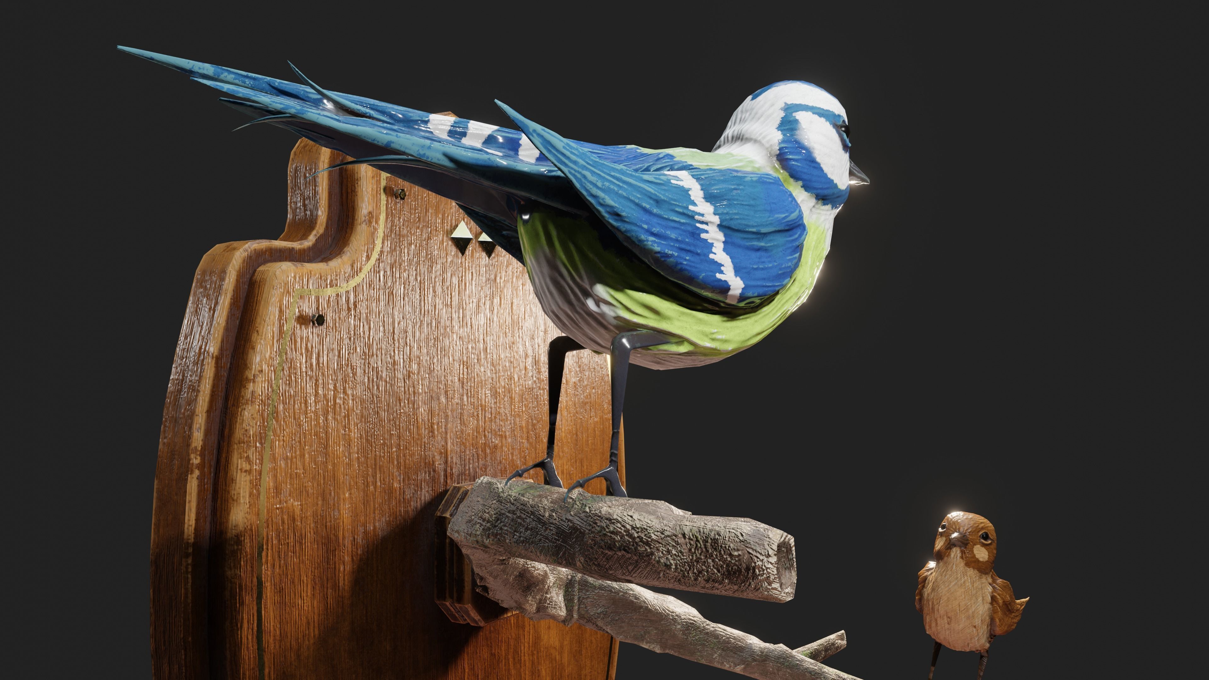 Stuffed Bird Wall Decoration  Low-poly 3D model_33