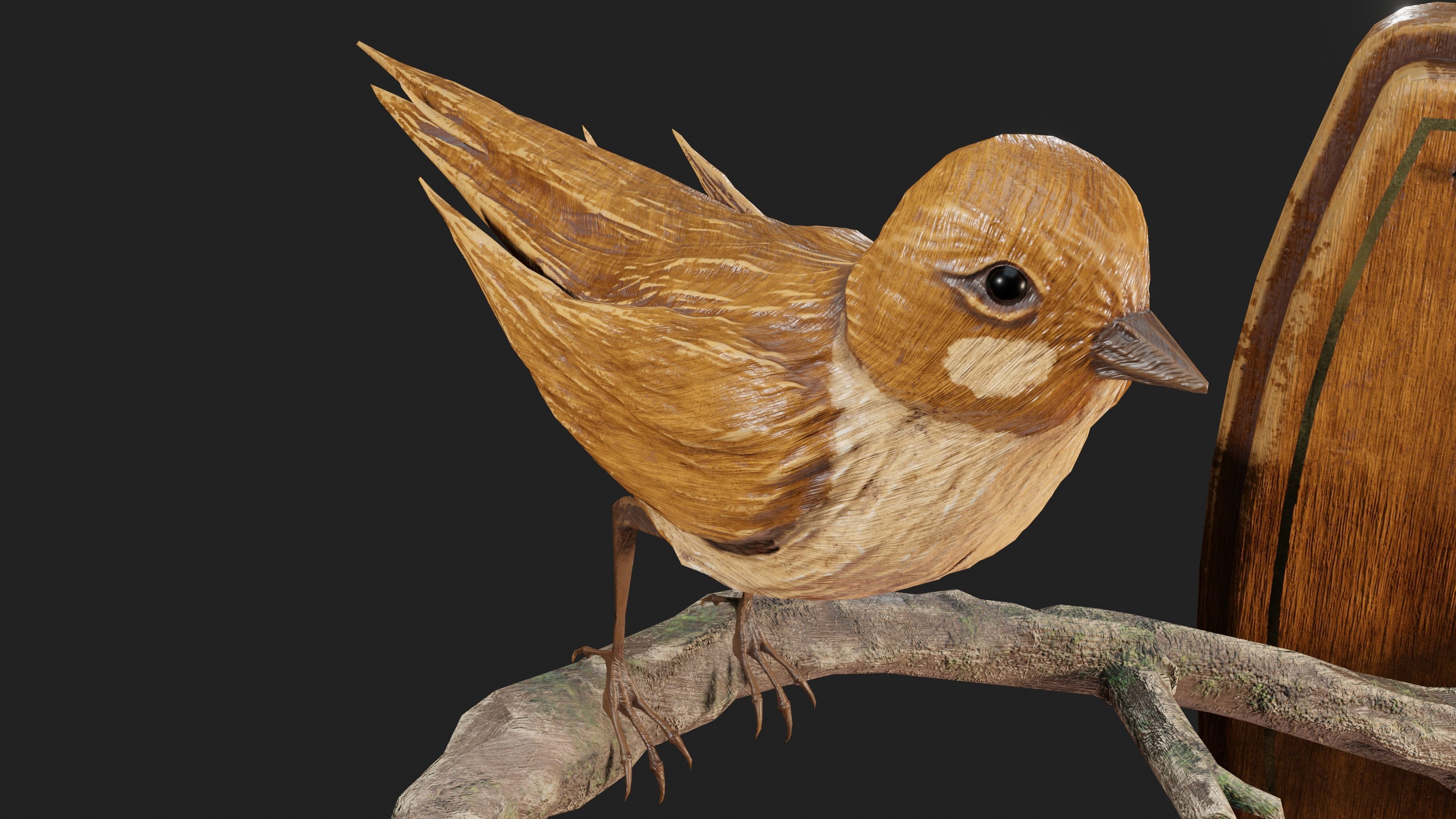 Stuffed Bird Wall Decoration  Low-poly 3D model_30