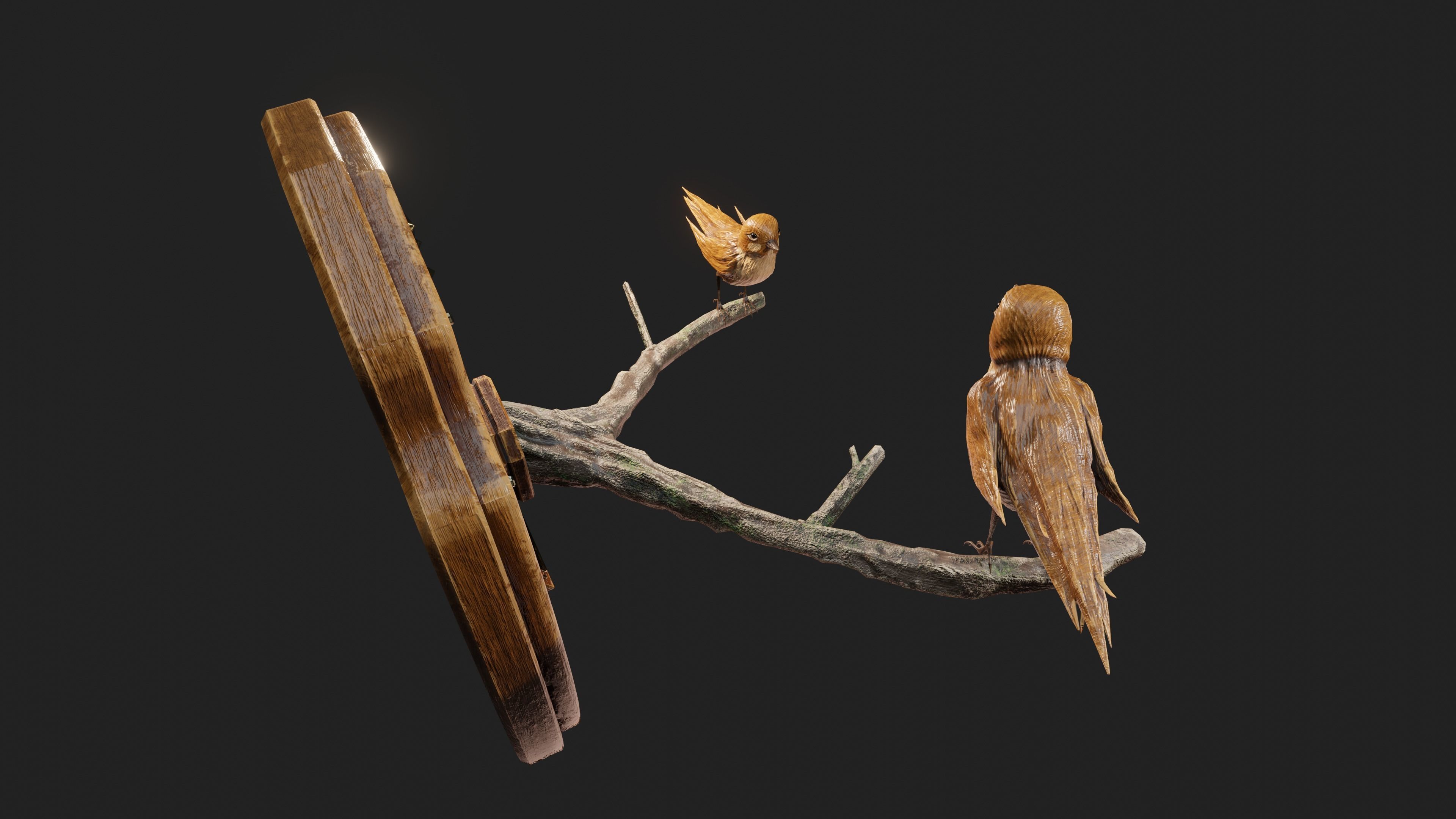 Stuffed Bird Wall Decoration  Low-poly 3D model_19