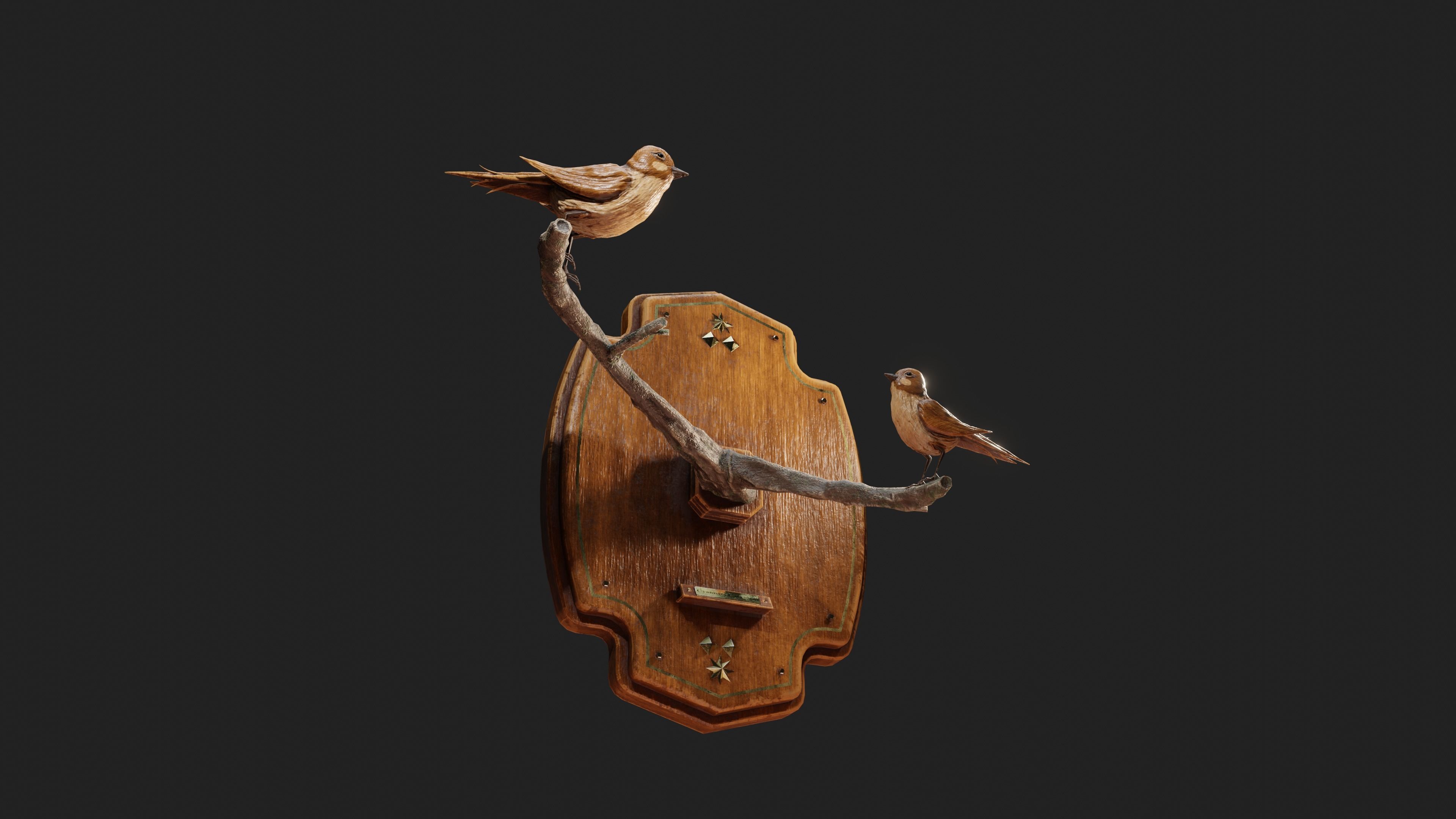 Stuffed Bird Wall Decoration  Low-poly 3D model_5