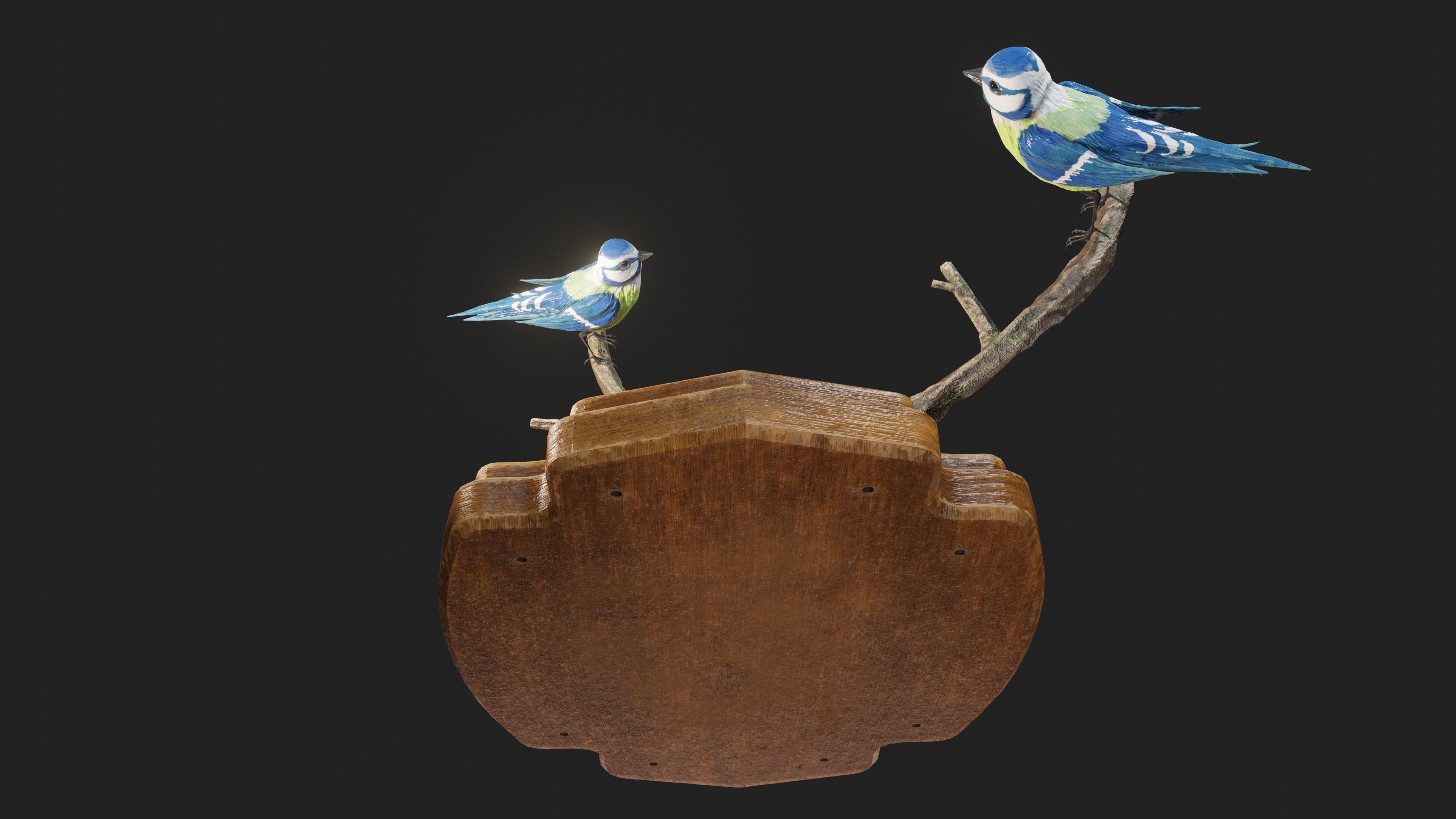 Stuffed Bird Wall Decoration  Low-poly 3D model_24