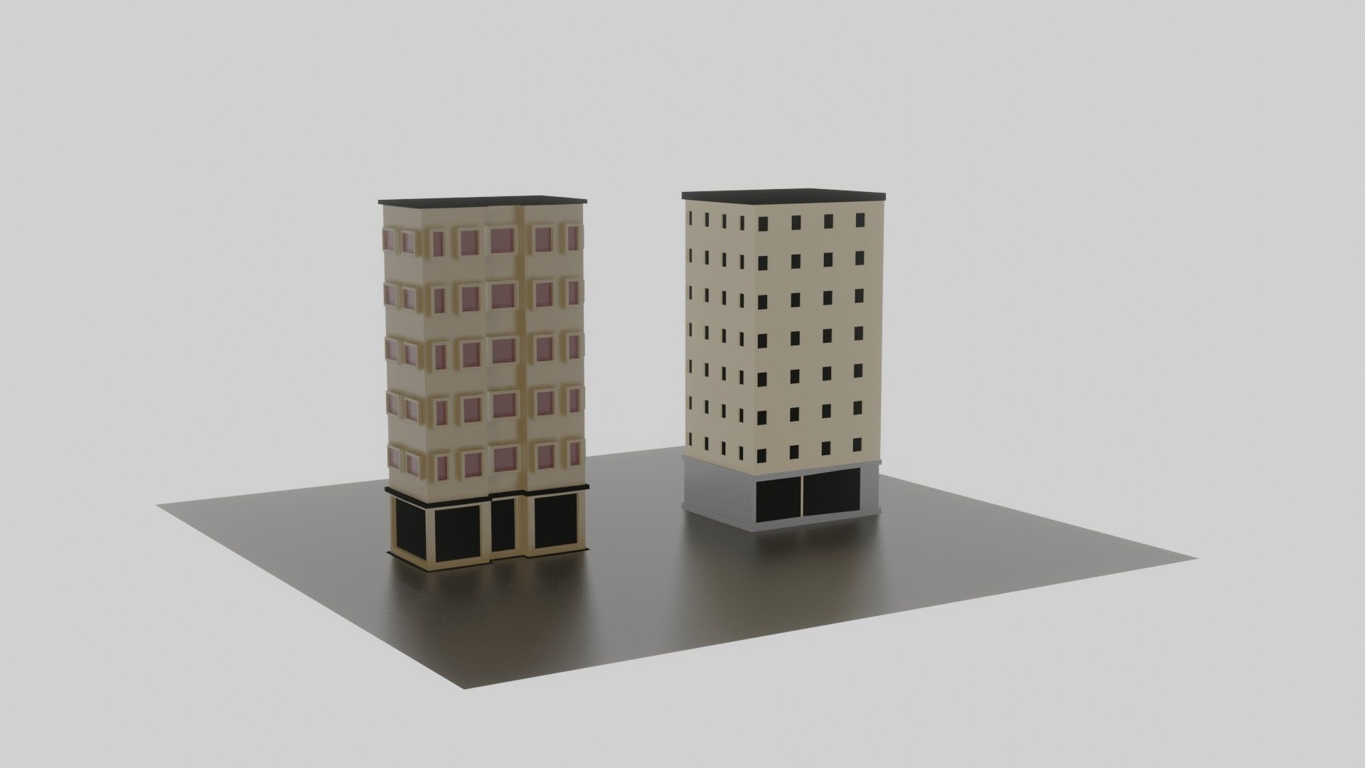 2 Small Buildings Low-poly 3D model_3