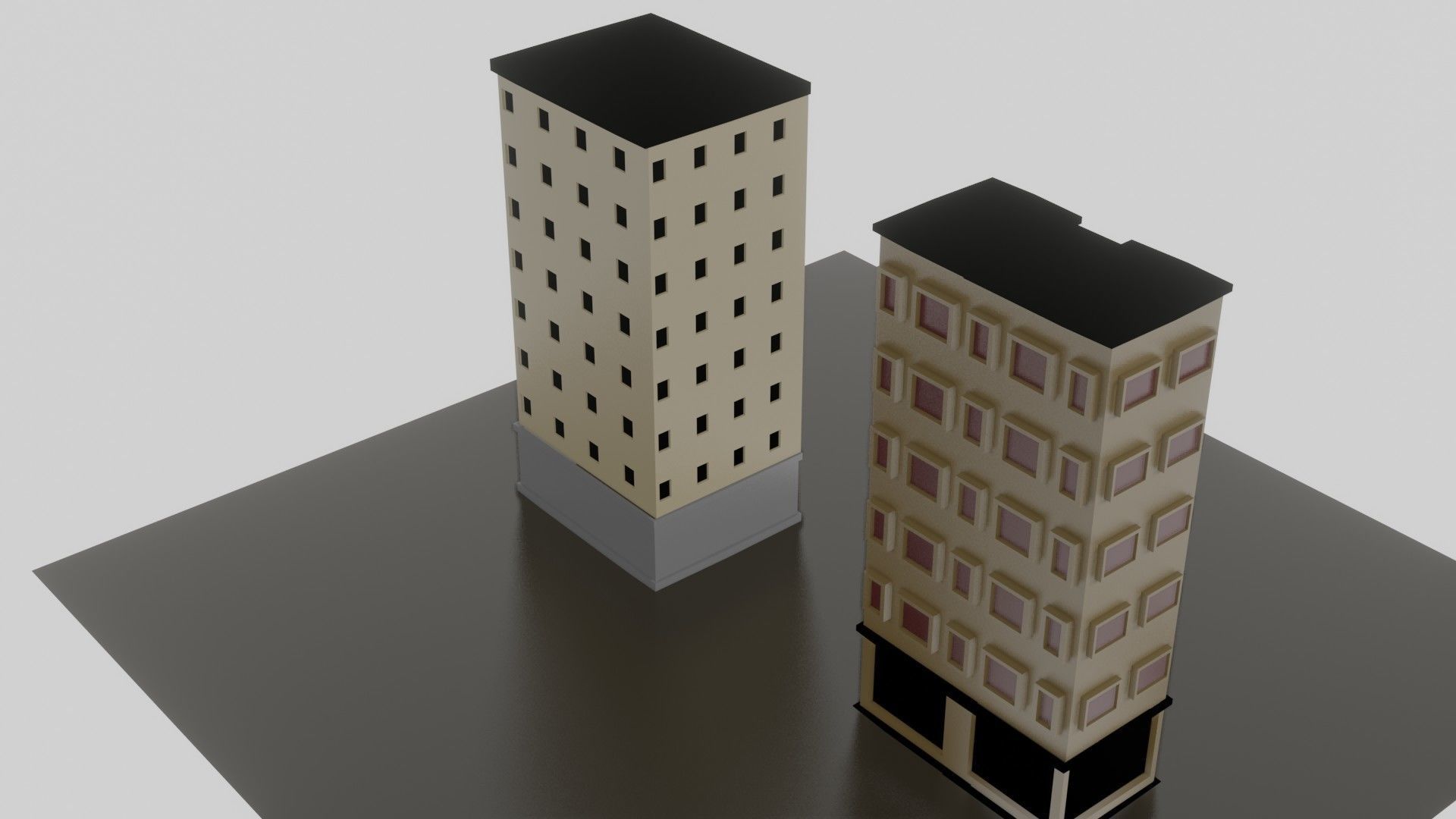 2 Small Buildings Low-poly 3D model_1