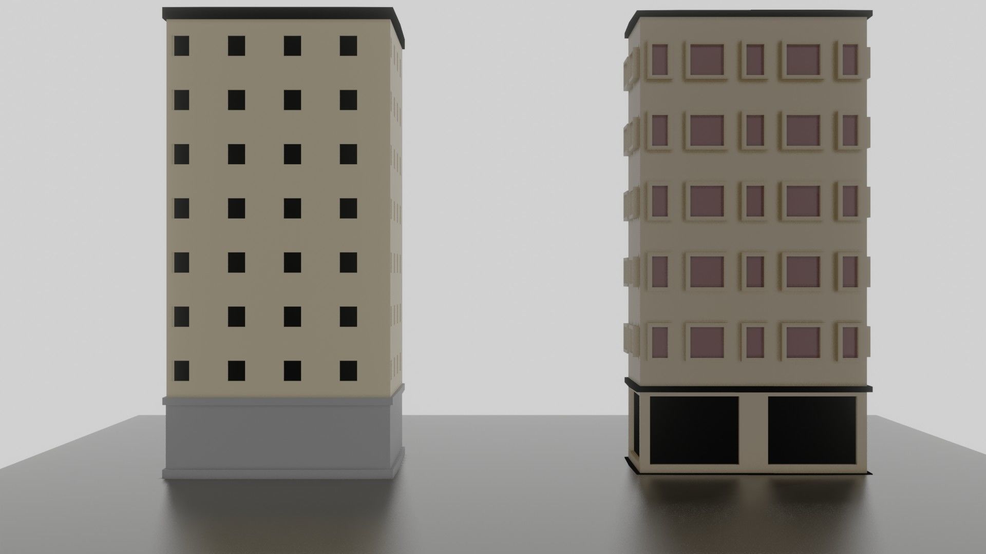 2 Small Buildings Low-poly 3D model_2