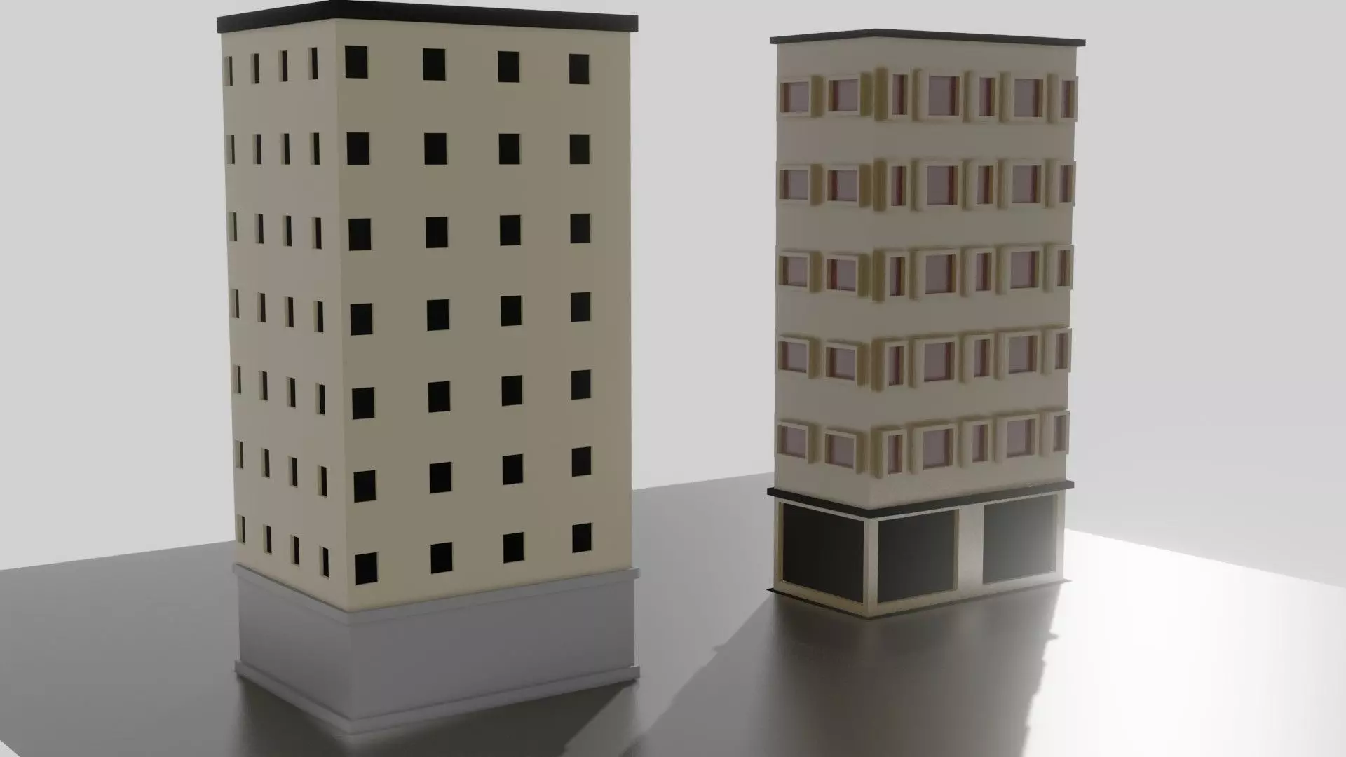 2 Small Buildings Low-poly 3D model_0