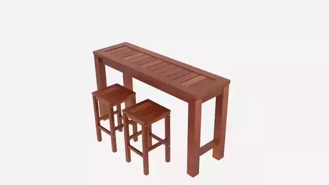 Kwila Hayman Bar Table and Stools Low-poly 3D model