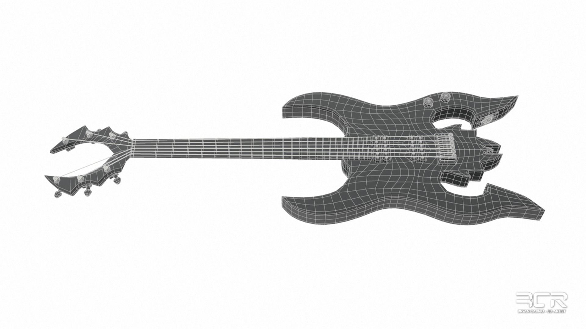 Diablo Guitar - Custom Electric Guitar Low-poly 3D model_8