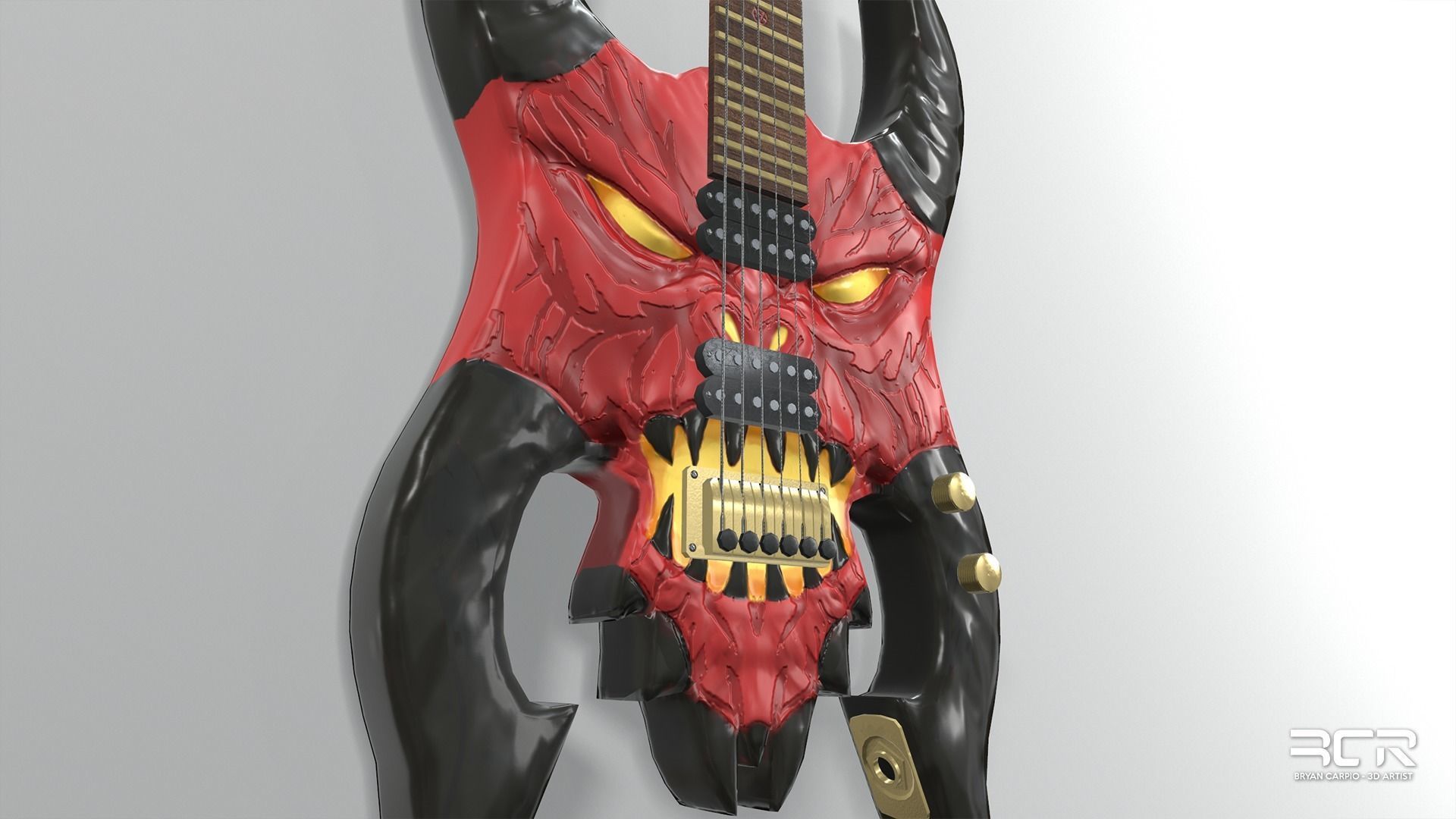 Diablo Guitar - Custom Electric Guitar Low-poly 3D model_3
