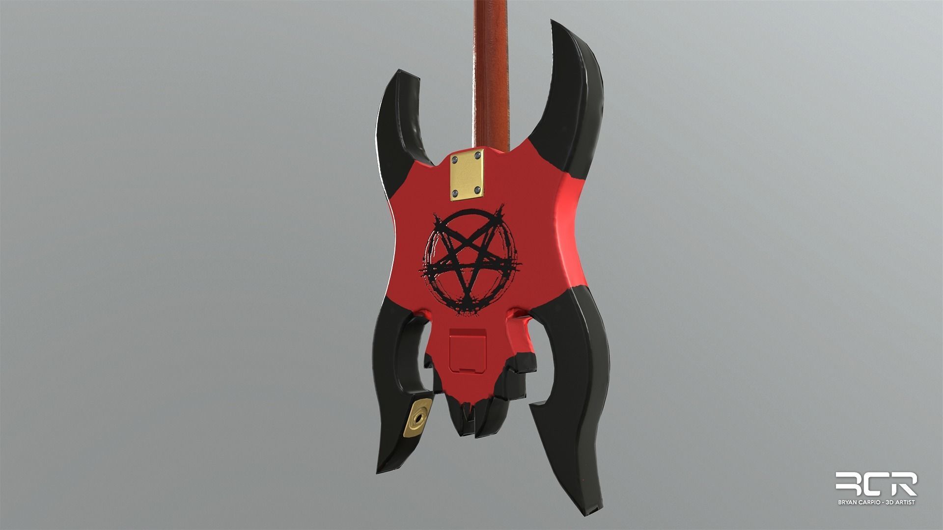 Diablo Guitar - Custom Electric Guitar Low-poly 3D model_5