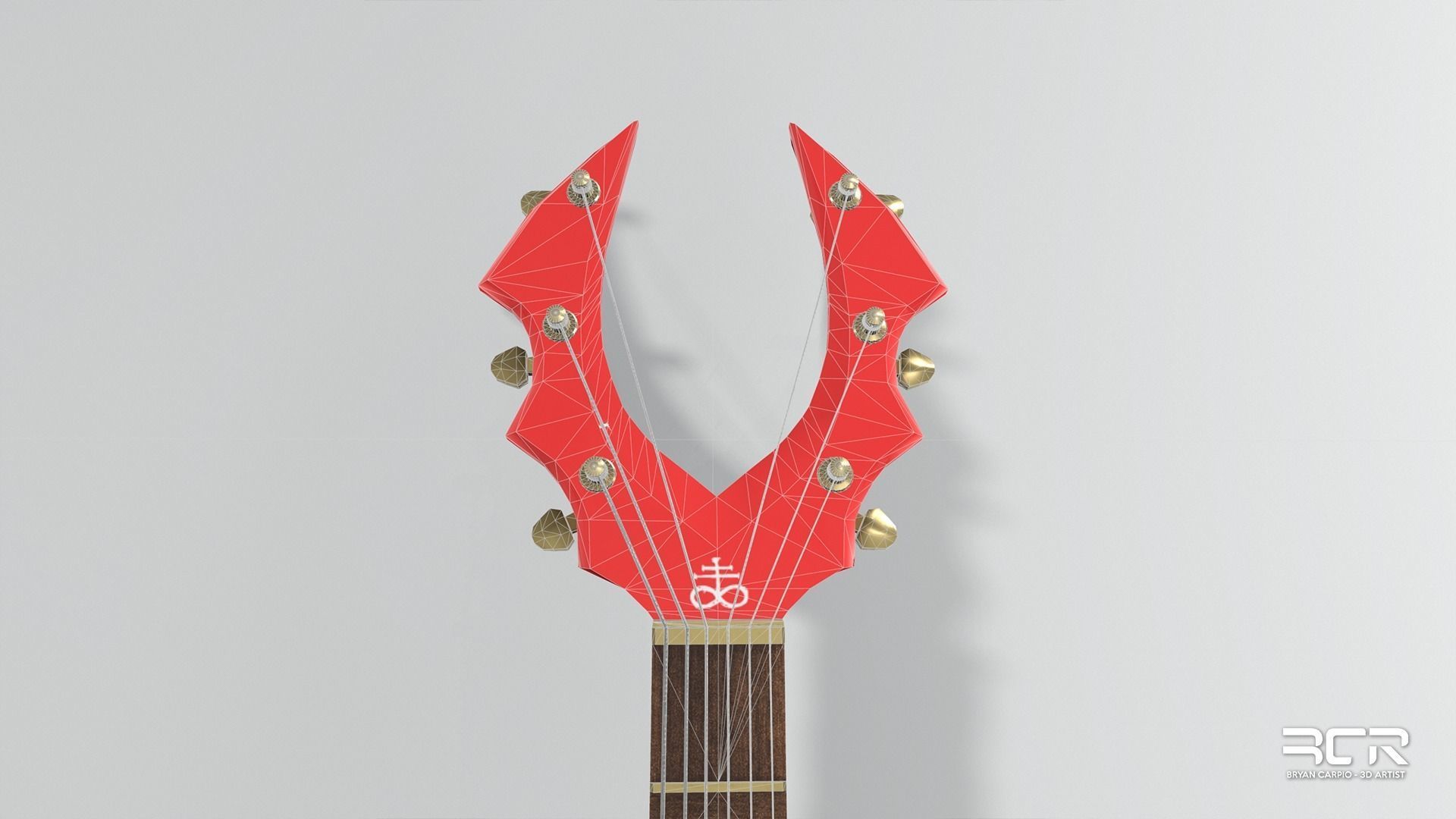 Diablo Guitar - Custom Electric Guitar Low-poly 3D model_11