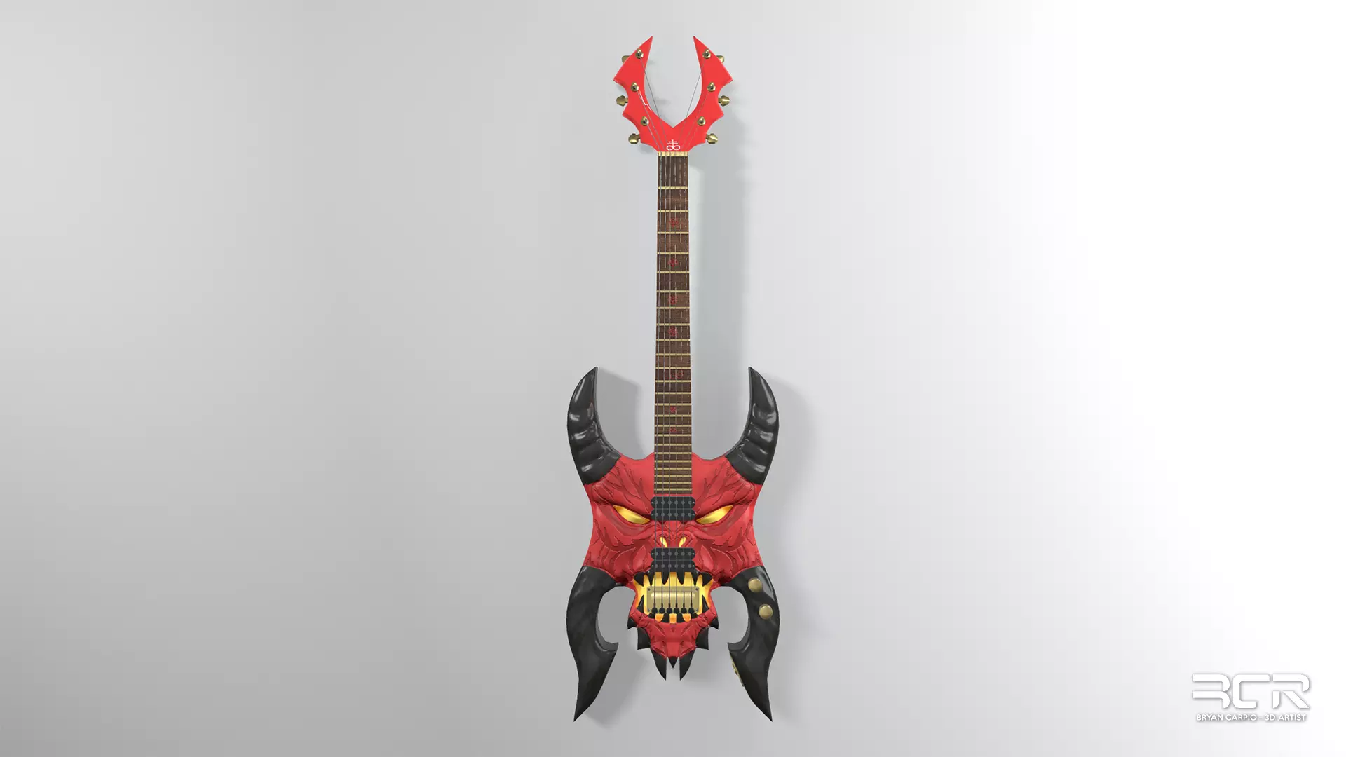 Diablo Guitar - Custom Electric Guitar Low-poly 3D model_0