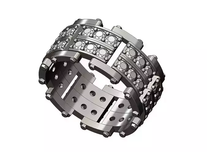 Bolt motifs double row diamond links band V2