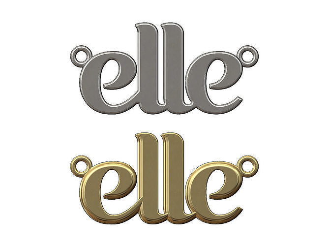 Elle Nameplate pendant and charm 3D print model