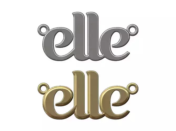 Elle Nameplate pendant and charm 3D print model