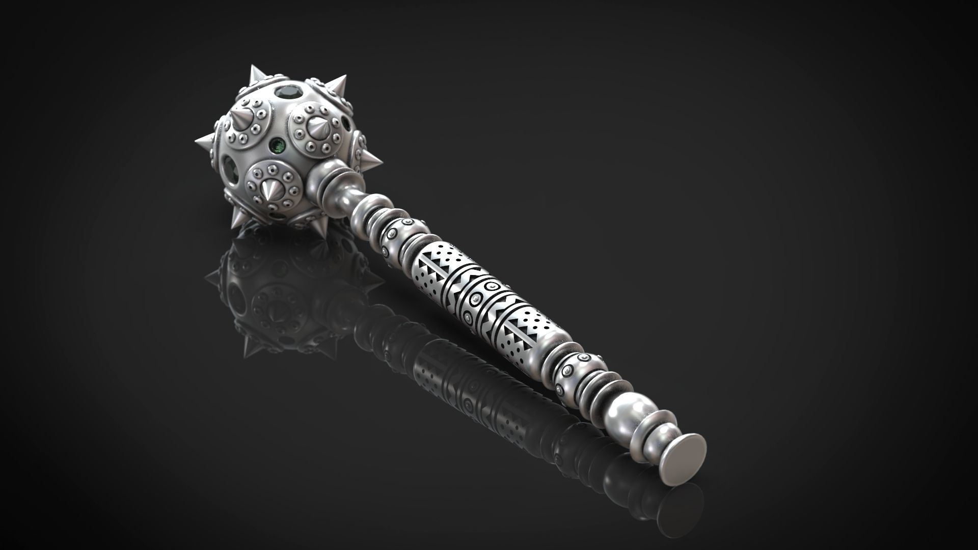 Mace bludgeon suvenir with gems 3D print model_1