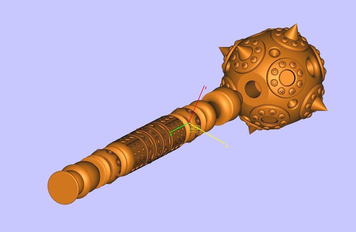 Mace bludgeon suvenir with gems 3D print model_4
