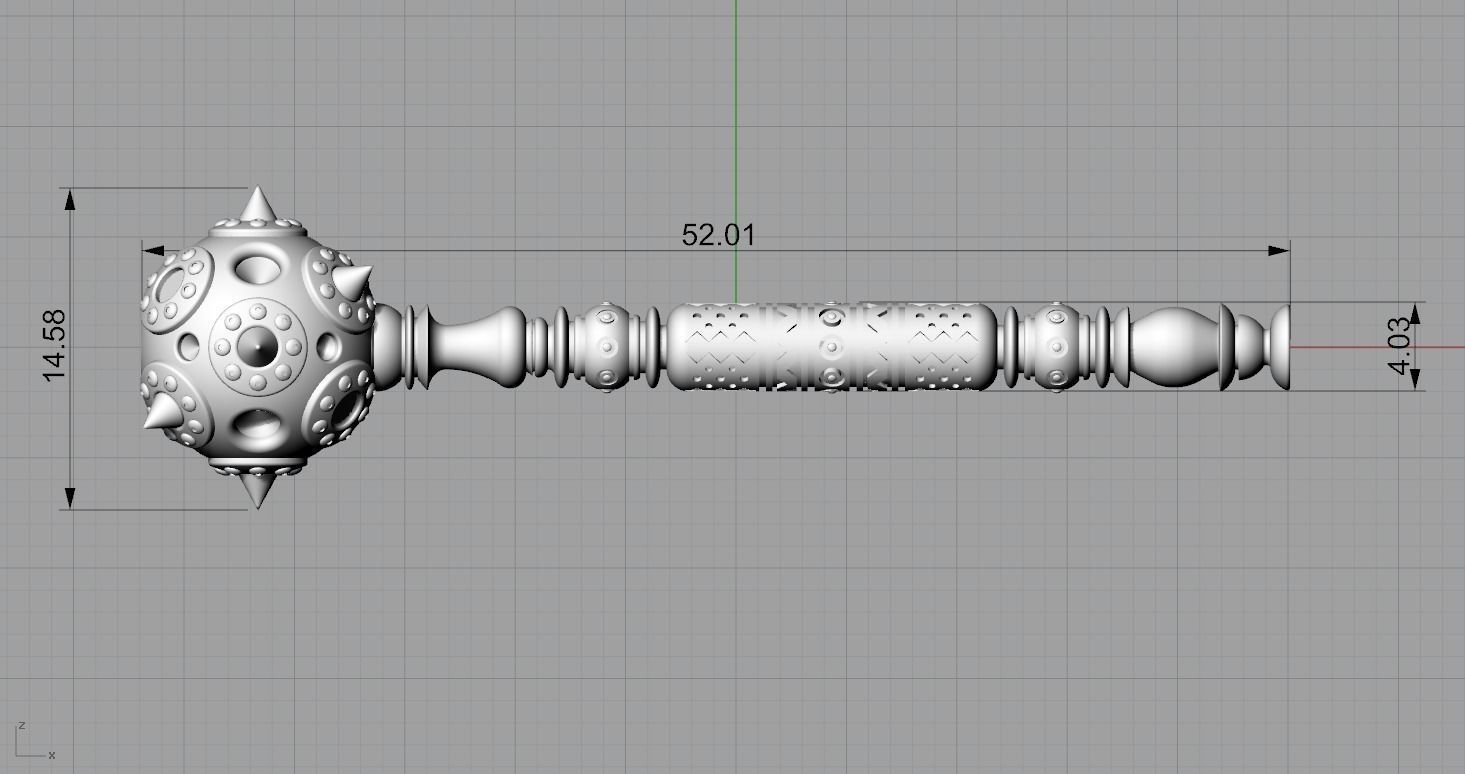 Mace bludgeon suvenir with gems 3D print model_3