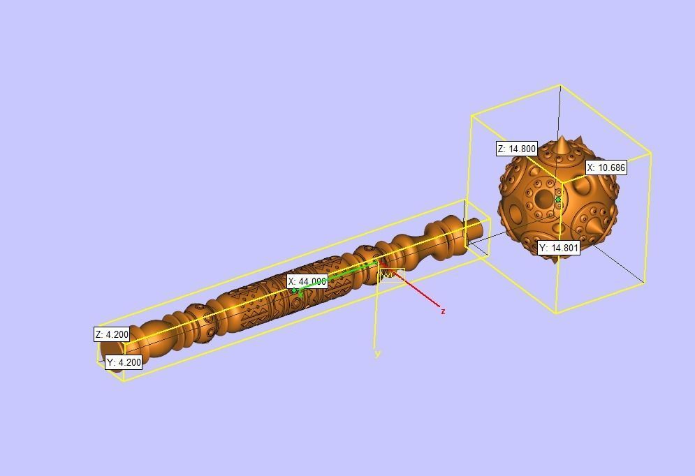 Mace bludgeon suvenir with gems 3D print model_9