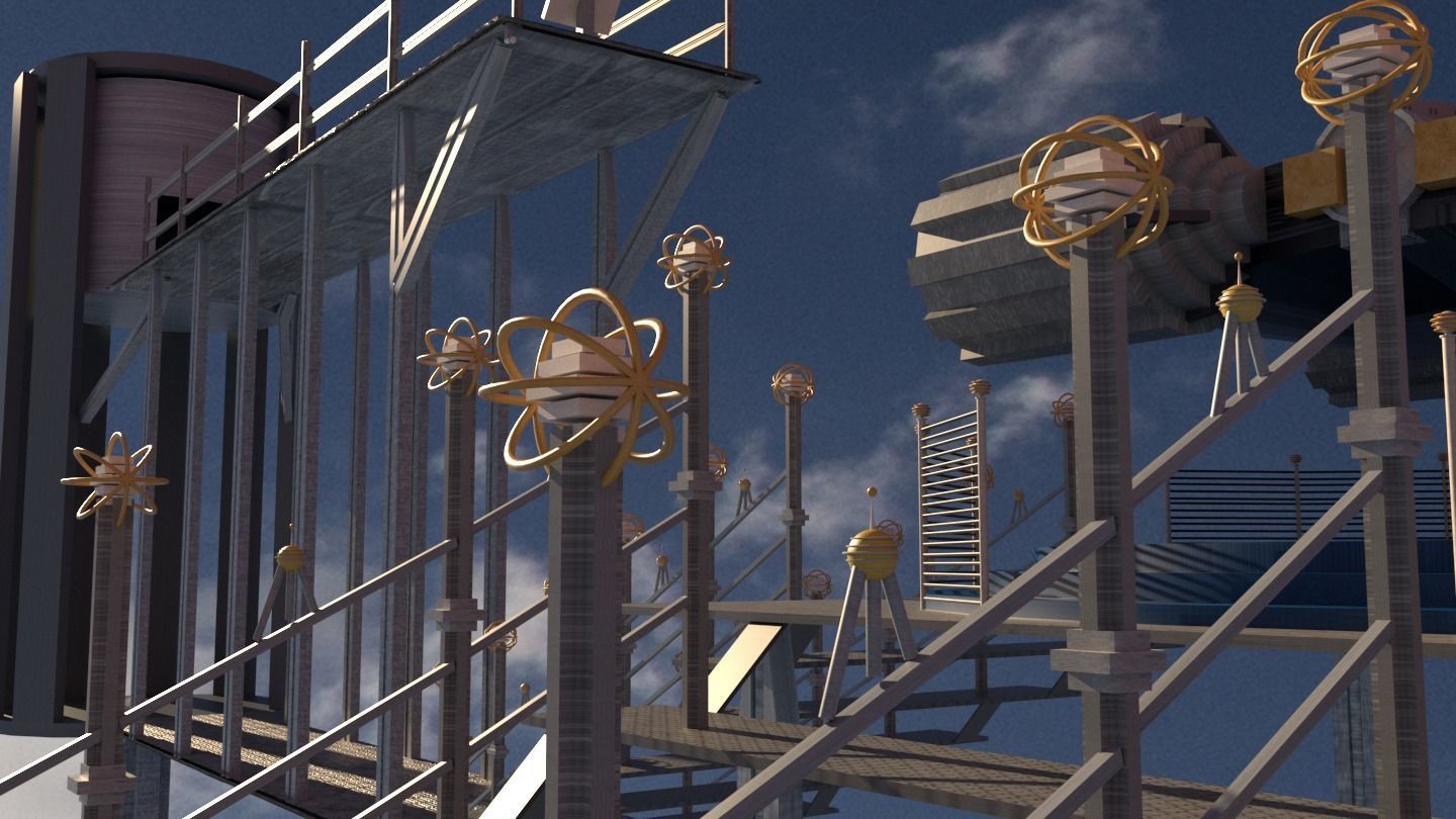 Sci-Fi Cosmic Station Spaceship Landing Base Facility  3D model_13