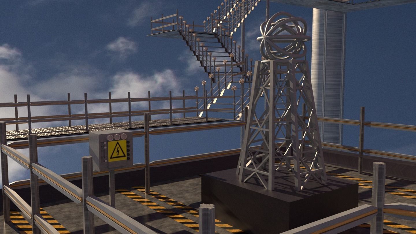 Sci-Fi Cosmic Station Spaceship Landing Base Facility  3D model_14