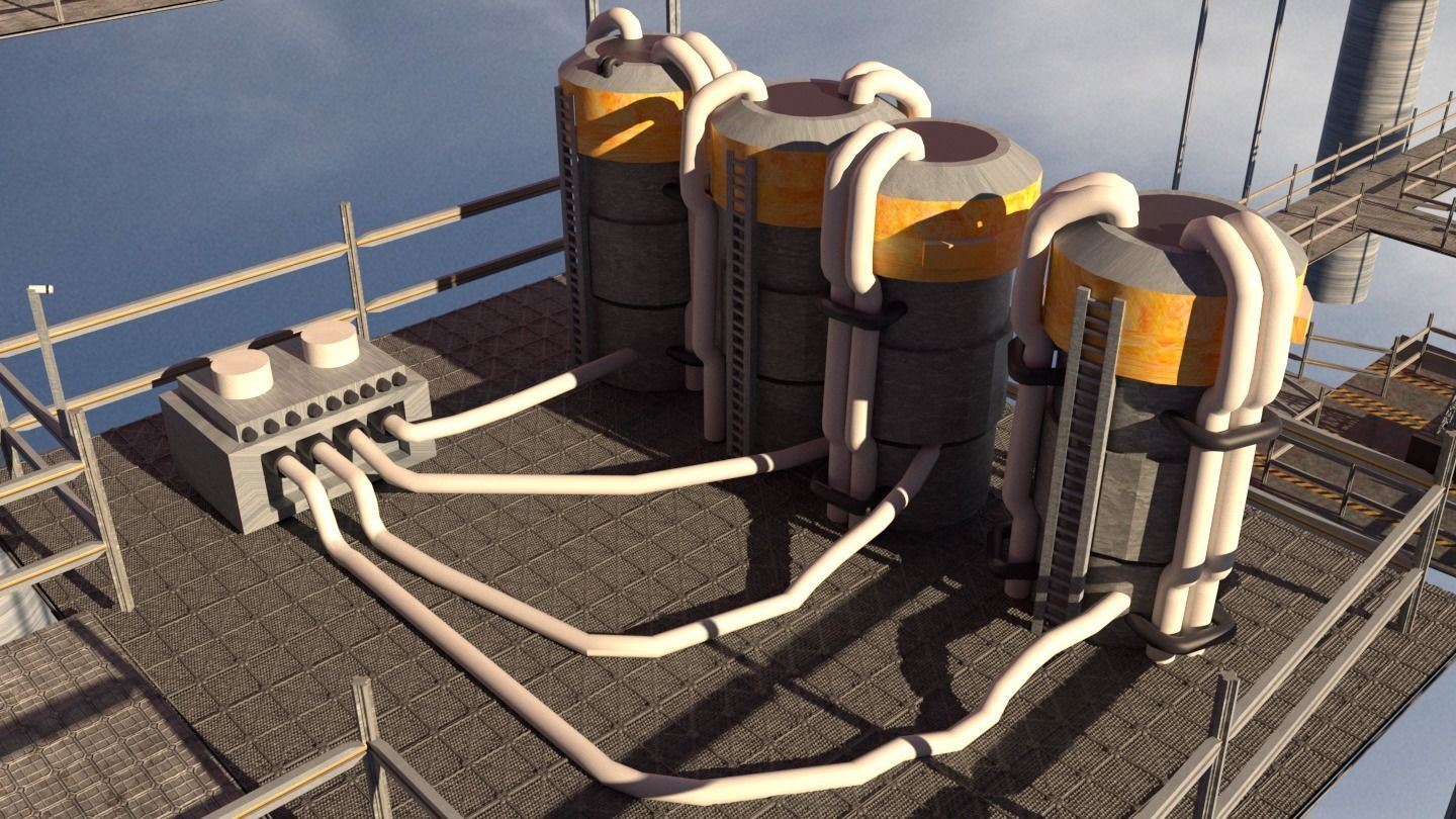 Sci-Fi Cosmic Station Spaceship Landing Base Facility  3D model_9