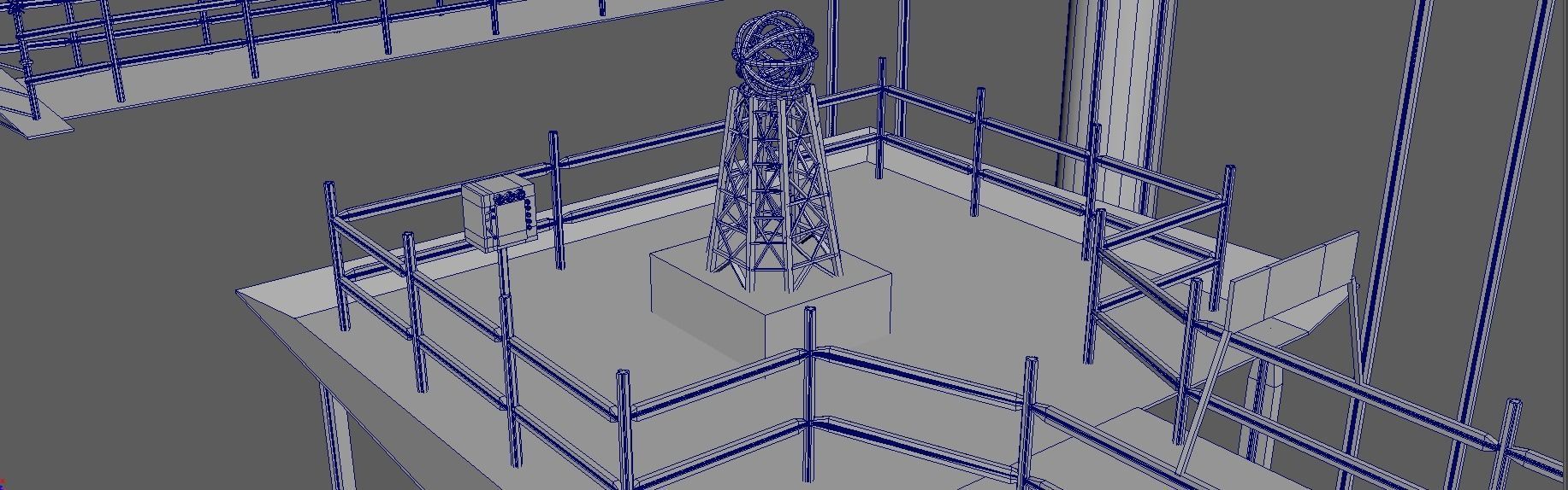 Sci-Fi Cosmic Station Spaceship Landing Base Facility  3D model_20