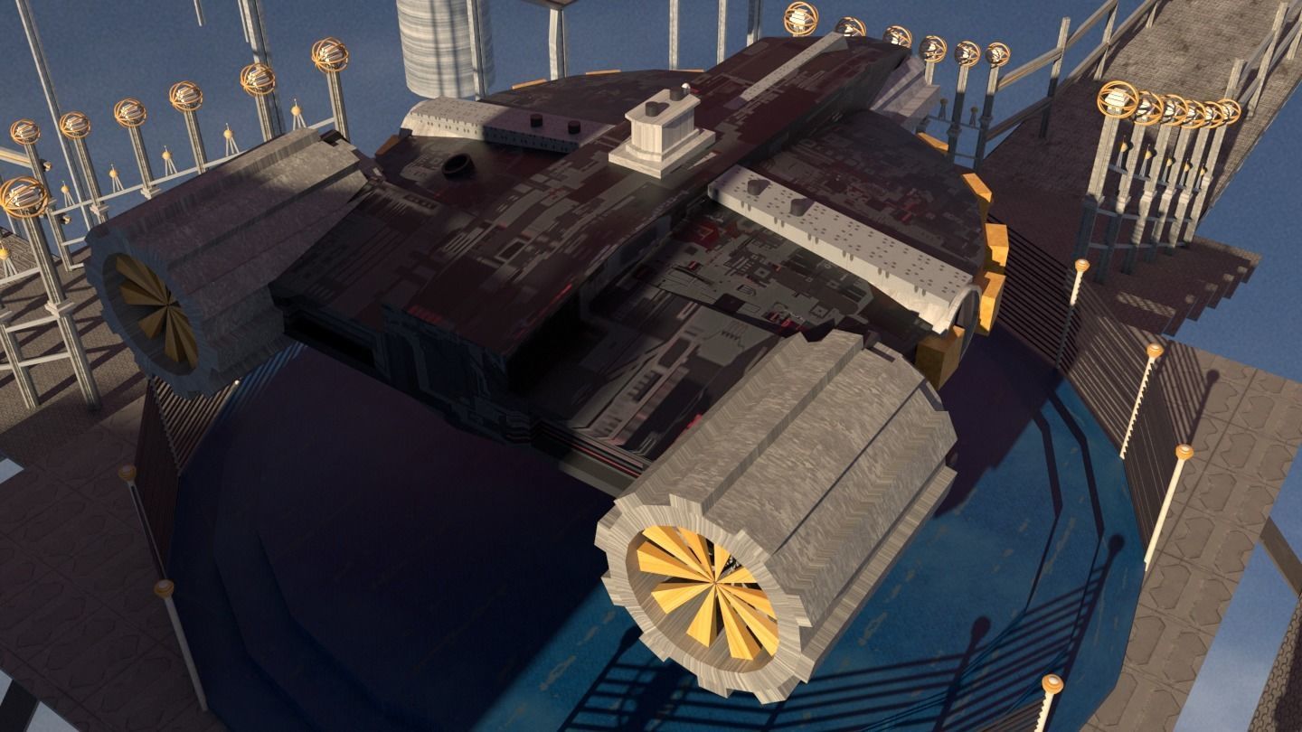 Sci-Fi Cosmic Station Spaceship Landing Base Facility  3D model_2