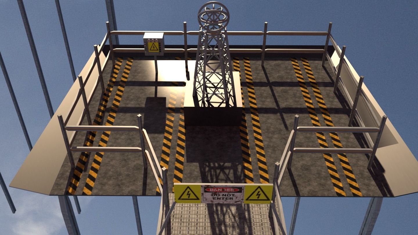 Sci-Fi Cosmic Station Spaceship Landing Base Facility  3D model_6