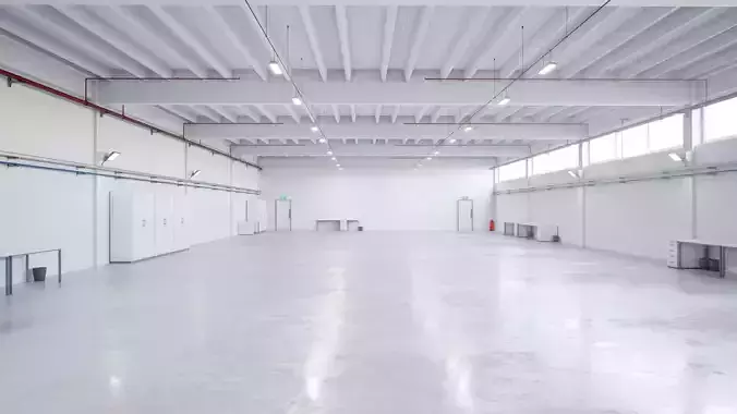 Industrial Hangar Hall Interior 6b  Low-poly 3D model