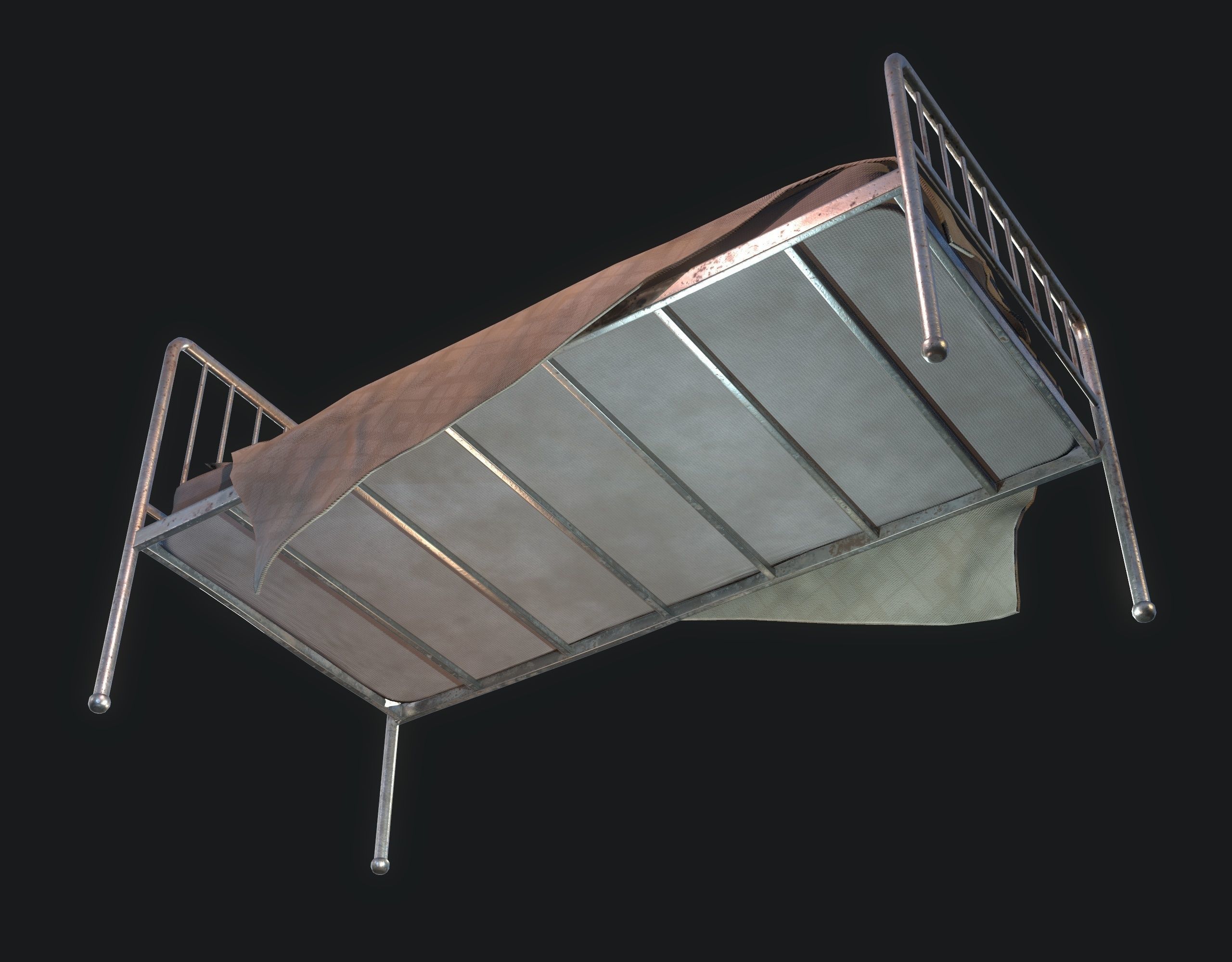 Old Bed Low-poly 3D model_10