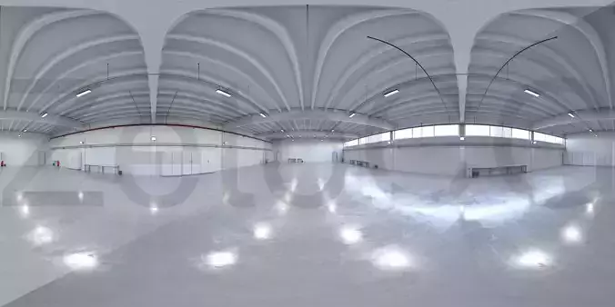 HDRI - Industrial Hangar Hall Interior 6b - 2 versions