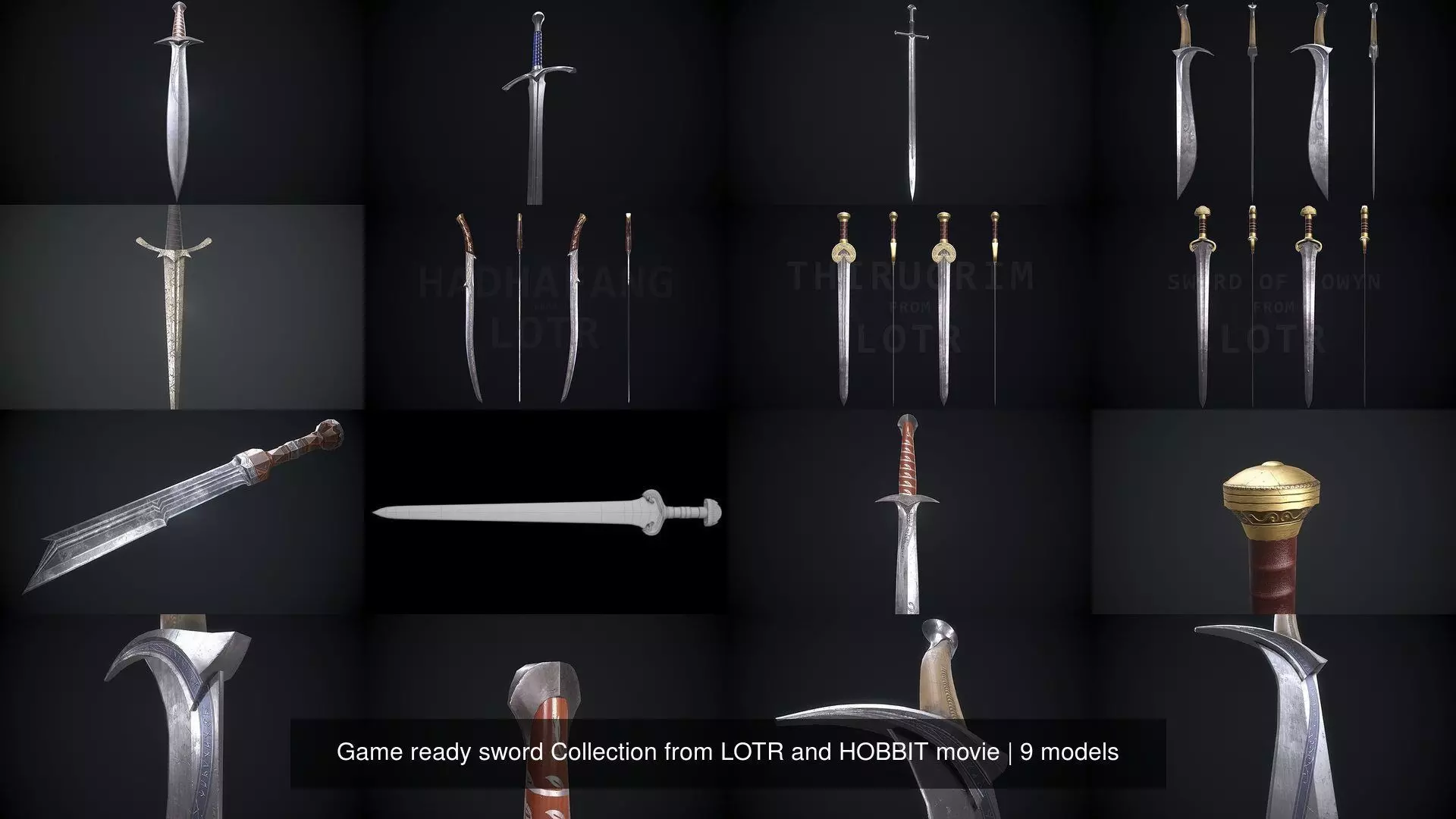 Game ready sword Collection from LOTR and HOBBIT movie _0