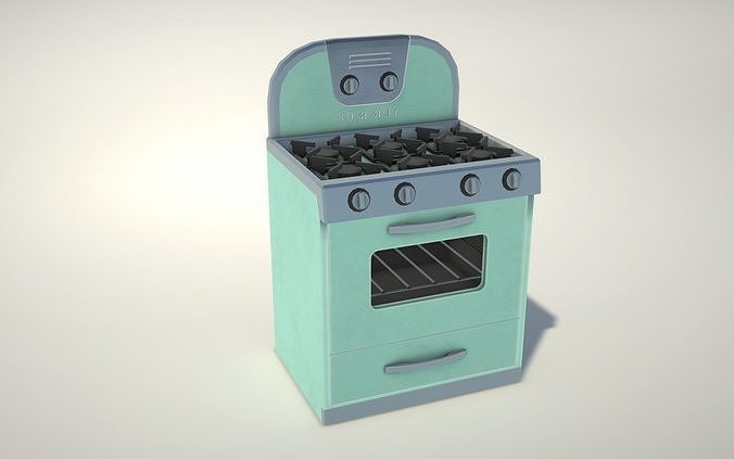 Vintage Kitchen Stove Low-poly 3D model
