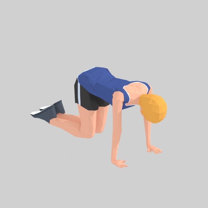 Back Stretch  Exercise Woman Animation Low-poly 3D model_4