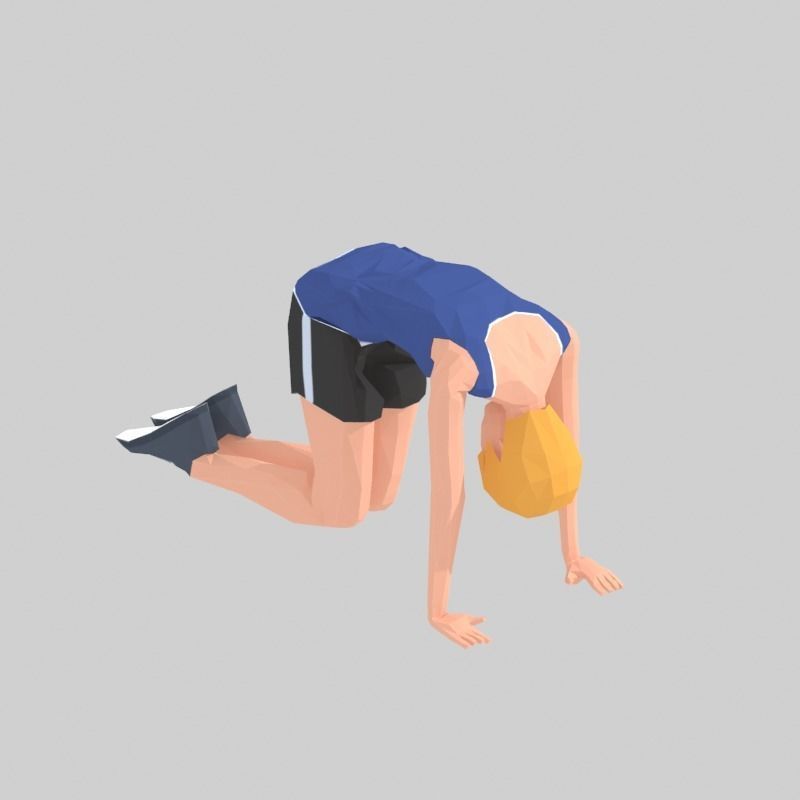 Back Stretch  Exercise Woman Animation Low-poly 3D model_3