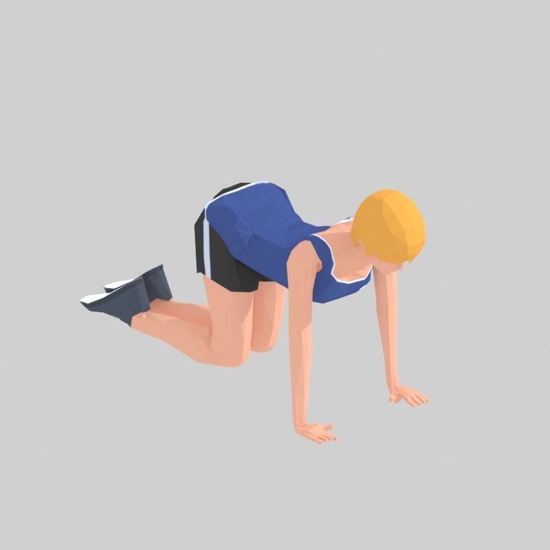 Back Stretch  Exercise Woman Animation Low-poly 3D model_1