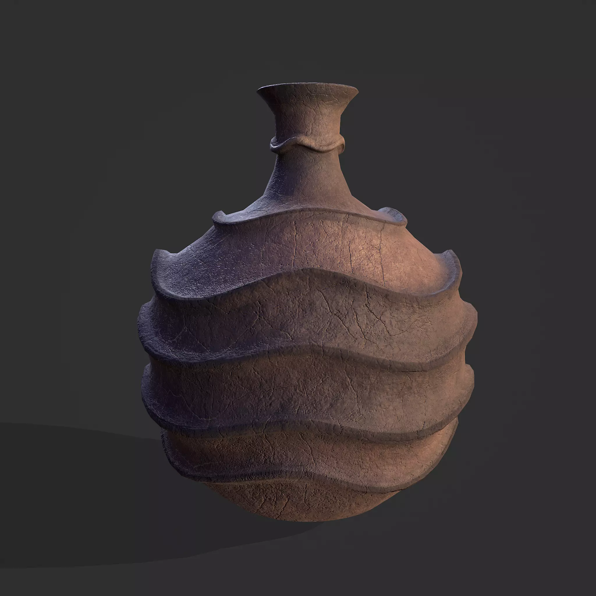 Medieval Ridged Pottery Low-poly 3D model_0