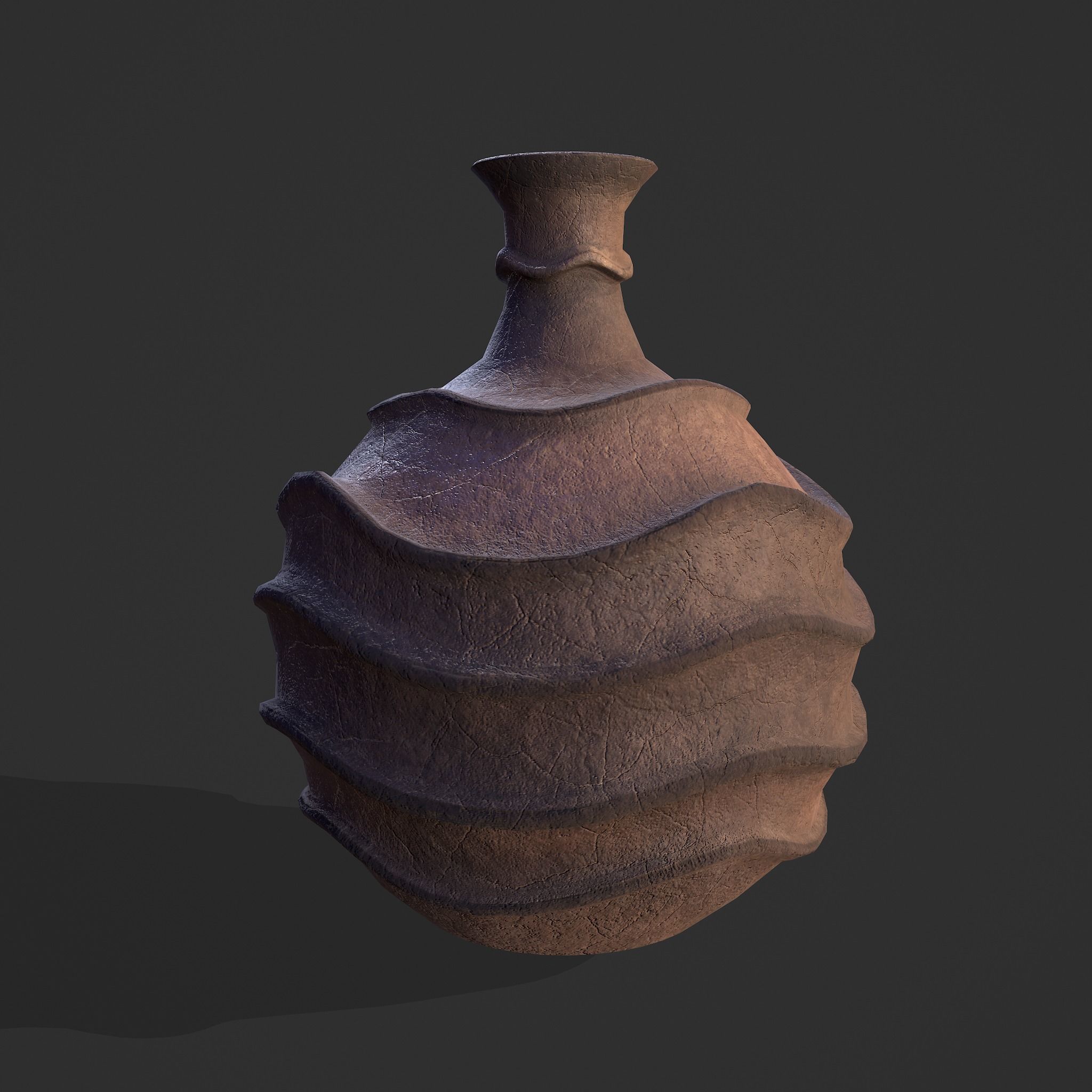 Medieval Ridged Pottery Low-poly 3D model_2