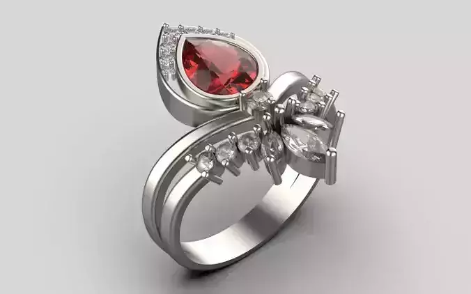 Elizabeth crown ring Silver Gold Print