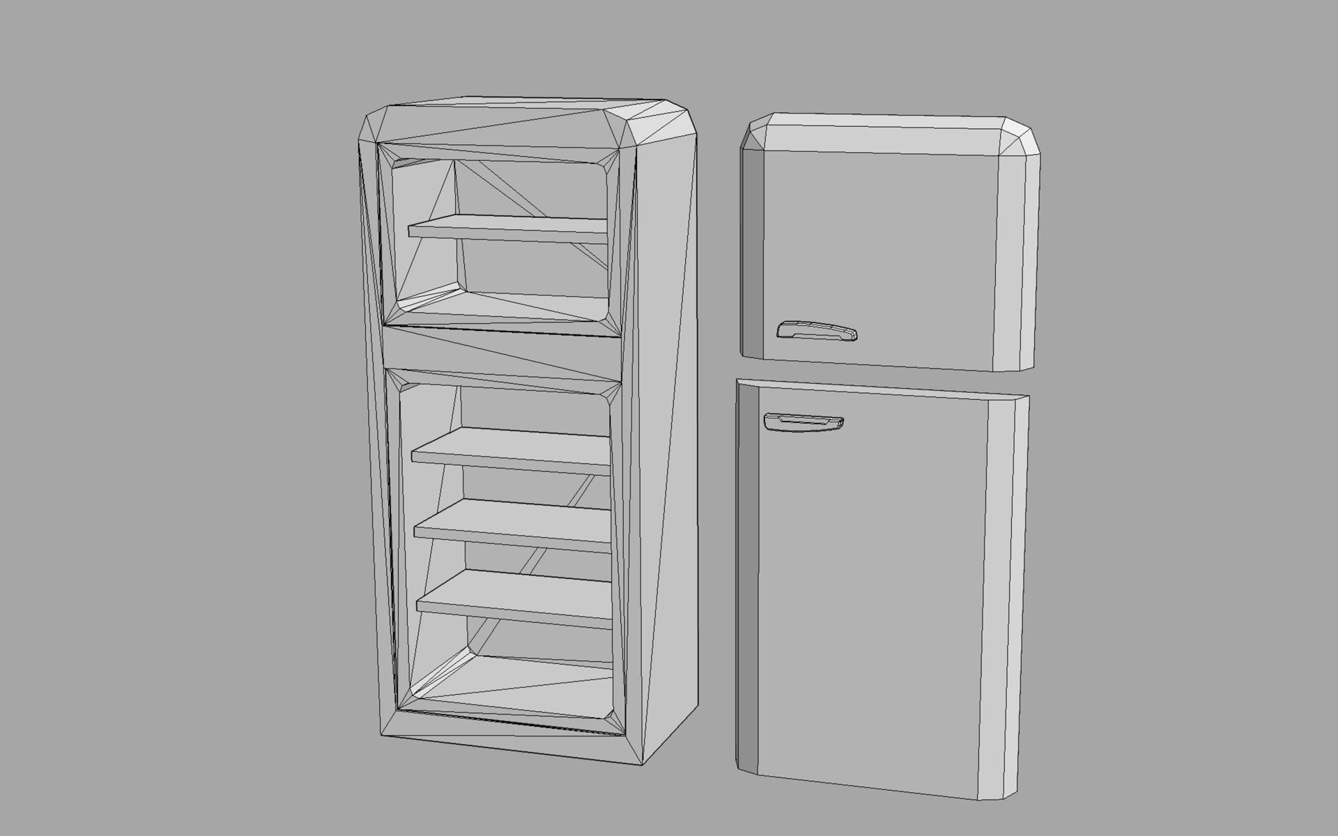 Vintage Fridge Low-poly 3D model_6