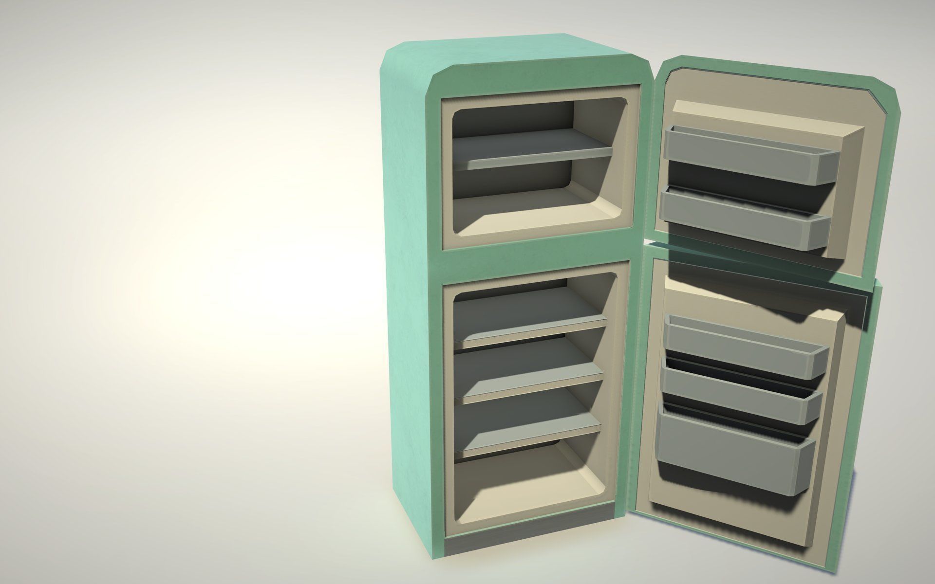 Vintage Fridge Low-poly 3D model_3